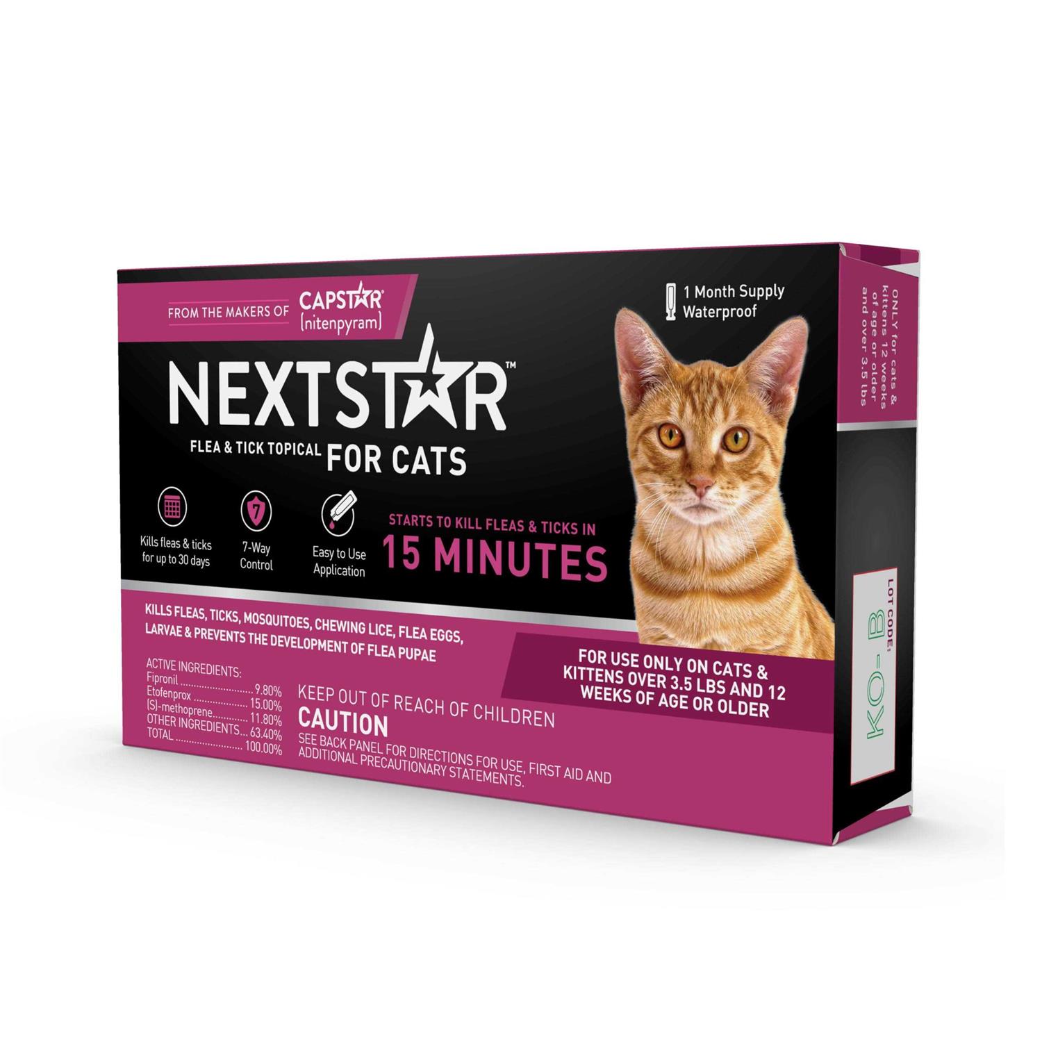 Nextstar Flea and Tick Prevention for Cats, Fast Acting Topical Treatment & Control, Waterproof Drops, Small Cat and Kitten over 3.5 lbs - Healthber
