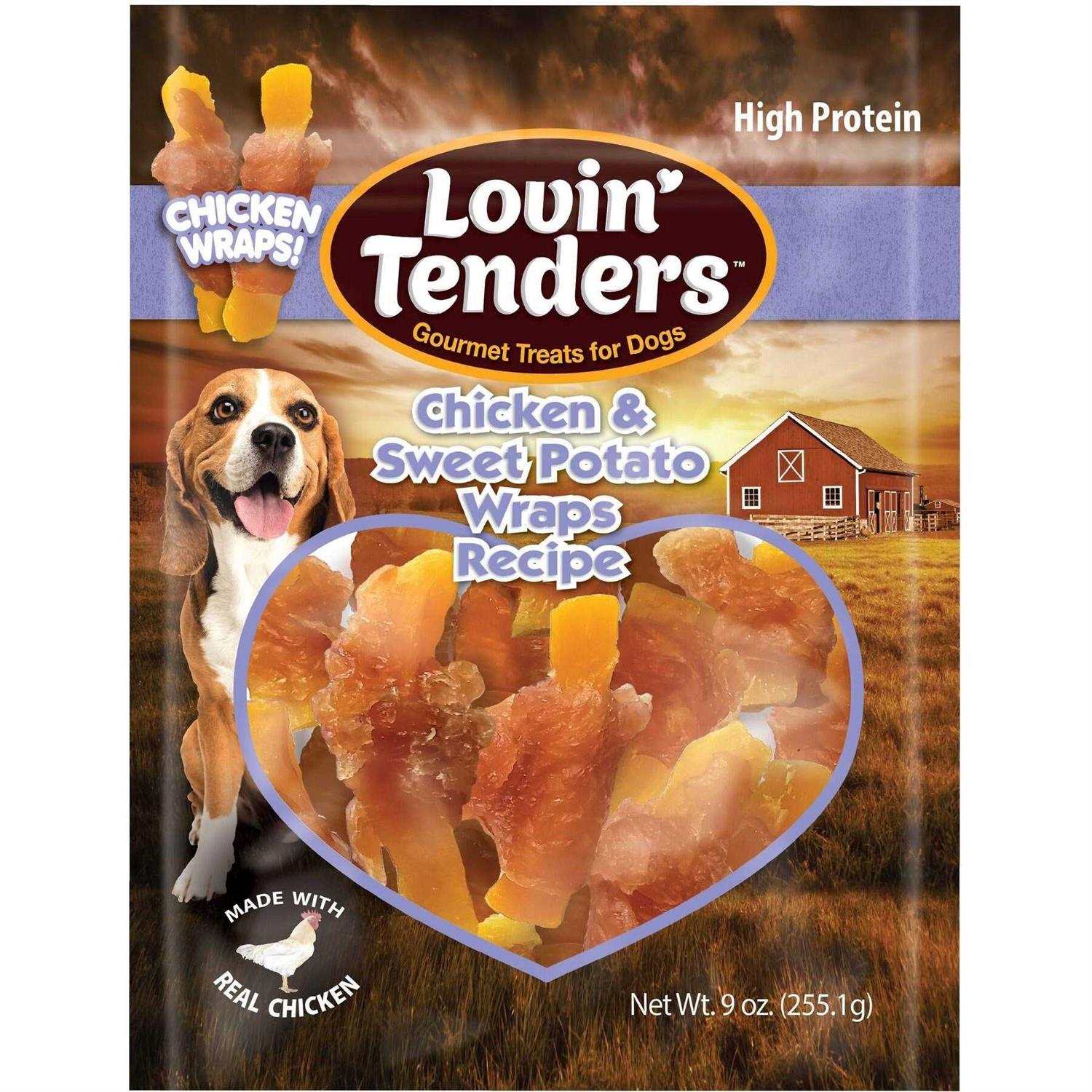 Lovin’Tenders Chicken & Sweet Potato Wraps Recipe Dog Jerky Treat - Healthber