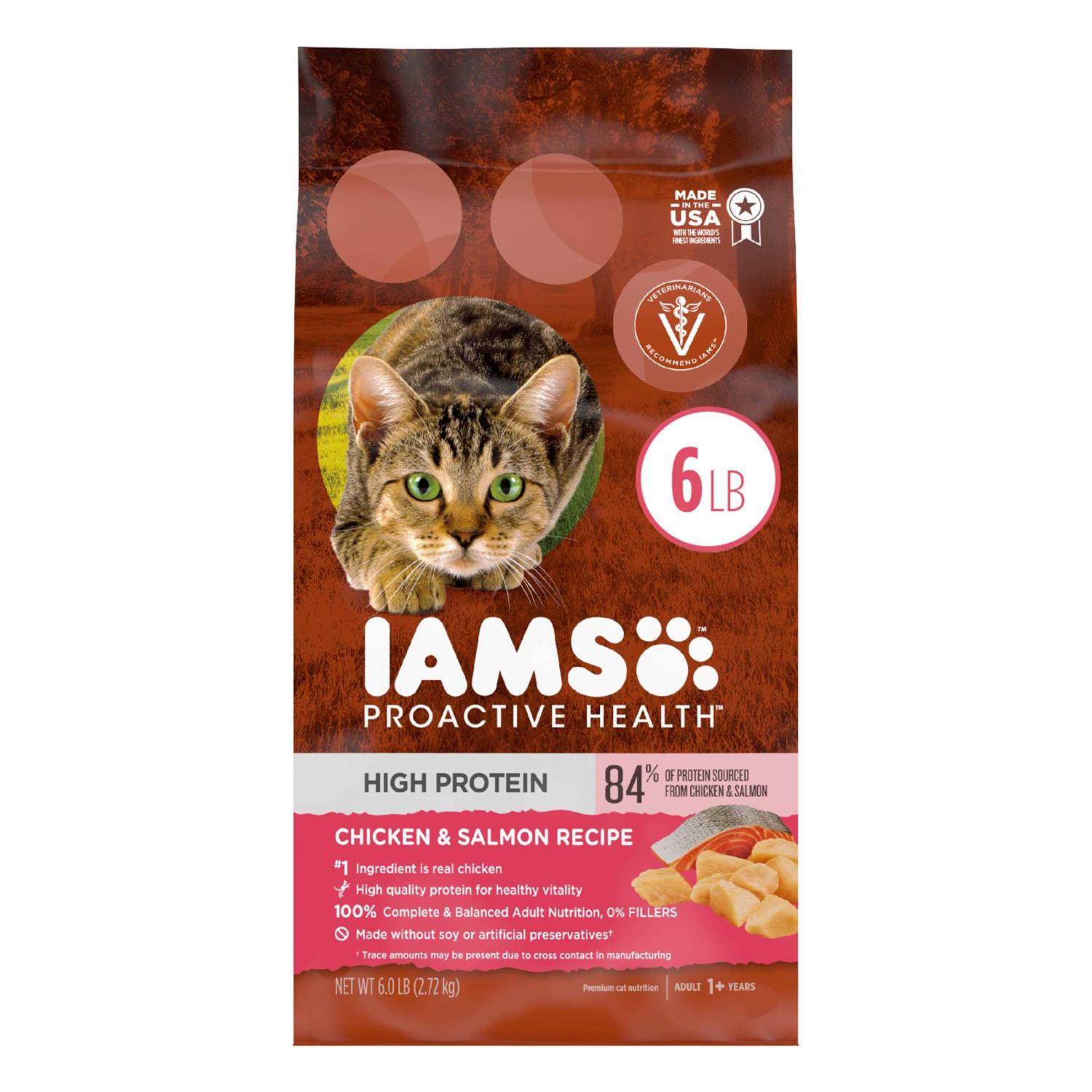 Iams Proactive Health High Protein Adult Dry Cat Food with Chicken & Salmon - Healthber