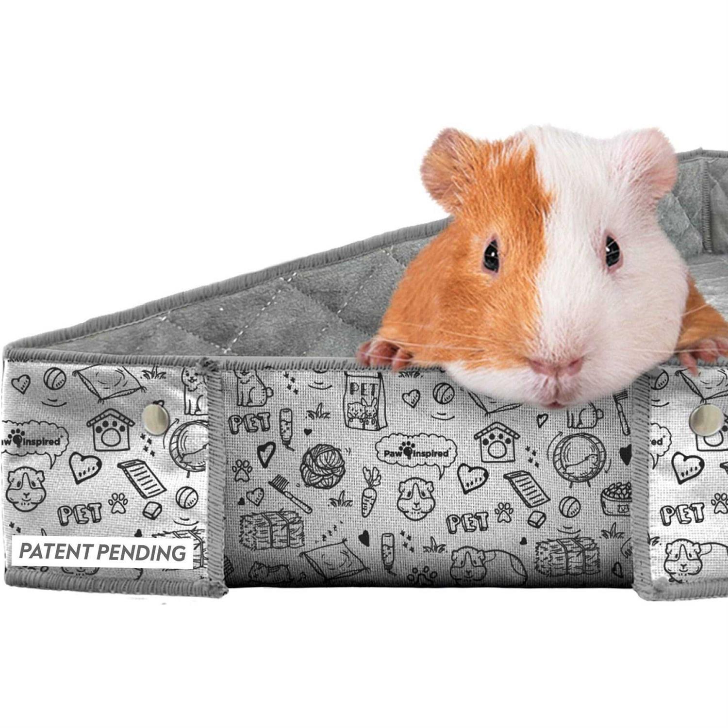 Paw Inspired Critter Box Washable Fleece Guinea Pig Cage Liner & Bedding with Raised Sides - Healthber