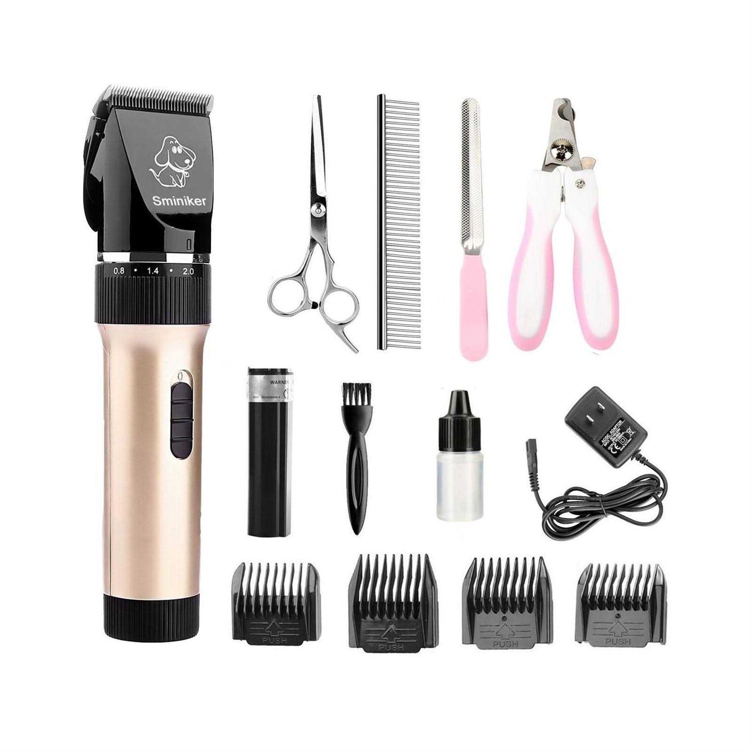 Sminiker Low Noise Cat and Dog Clippers Rechargeable Cordless Pet Clippers Grooming Kit with Storage Bag 5 Speed Professional Animal Clippers Pet Gro - Healthber