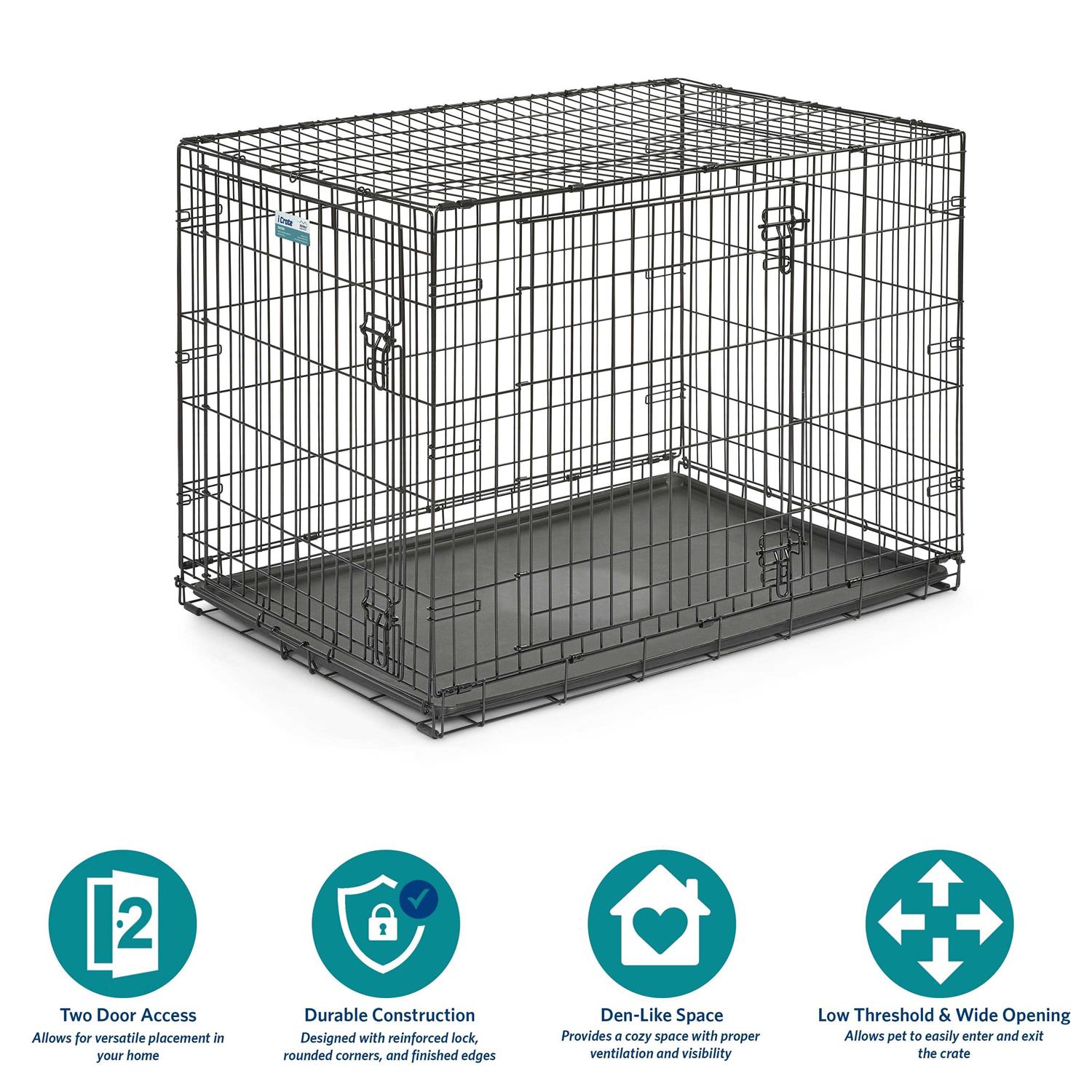 Midwest iCrate Double Door Dog Crate - Healthber