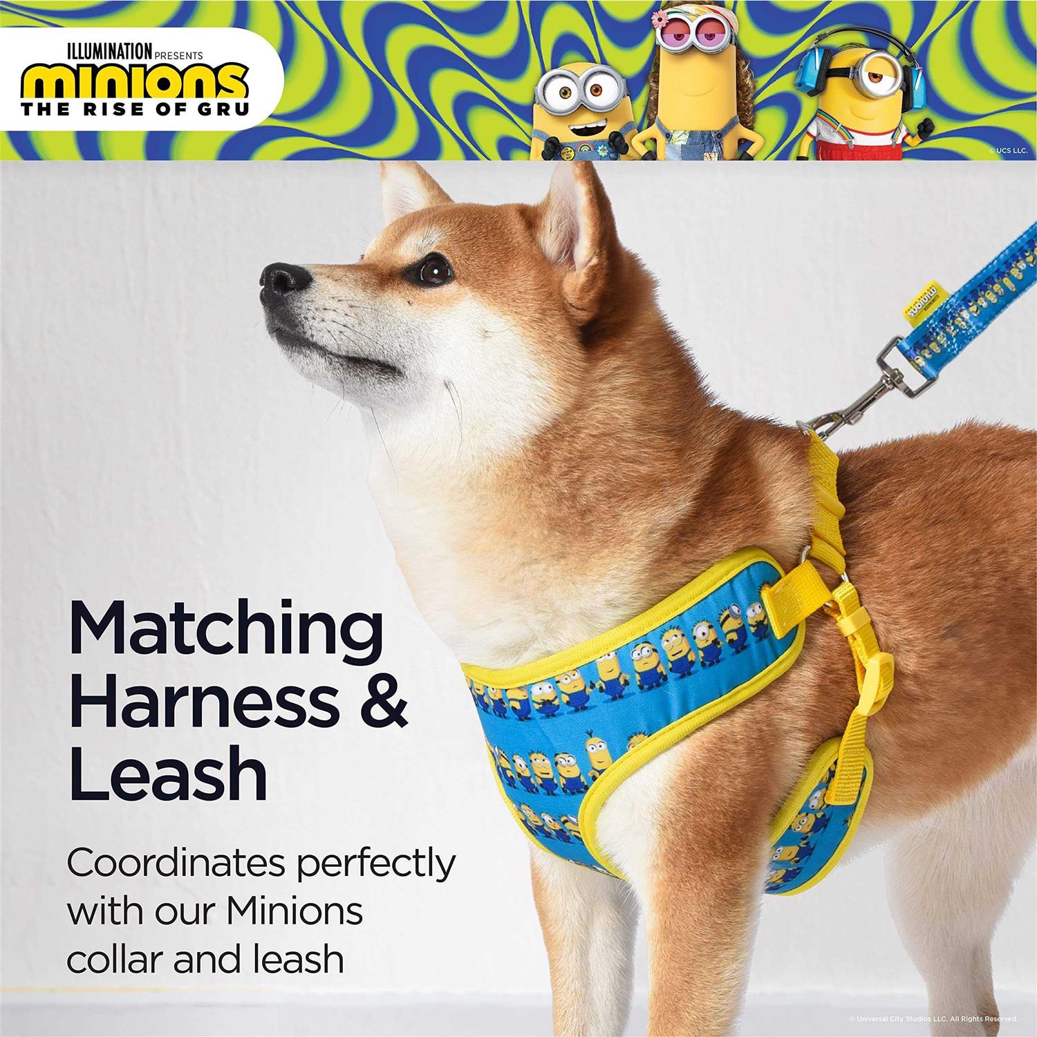 Minions Dog Harness Blue Minions in a Row Comfortable Mesh No-Pull Dog Harness - Healthber