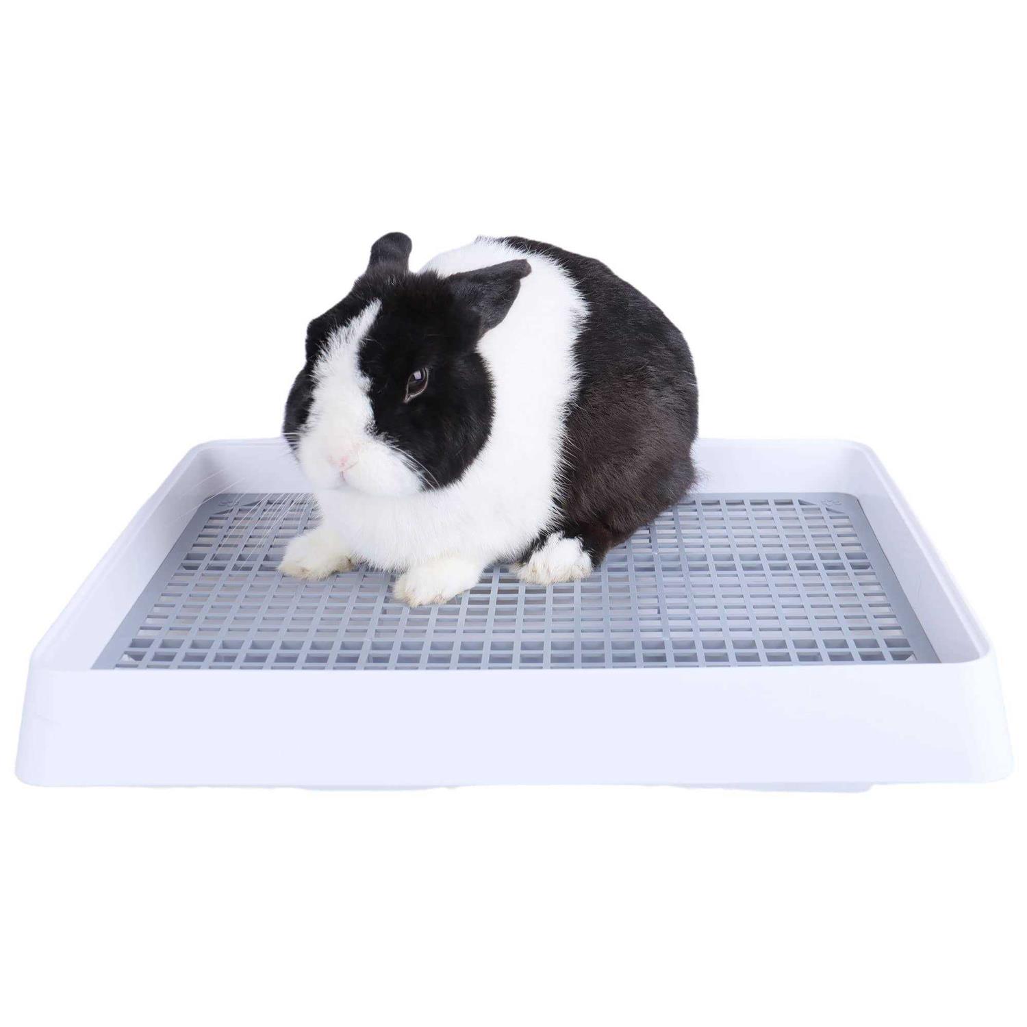RUBYHOME Super Large Rabbit Litter Box with Grate Rabbit Potty Box Litter Pan for Cage - Healthber