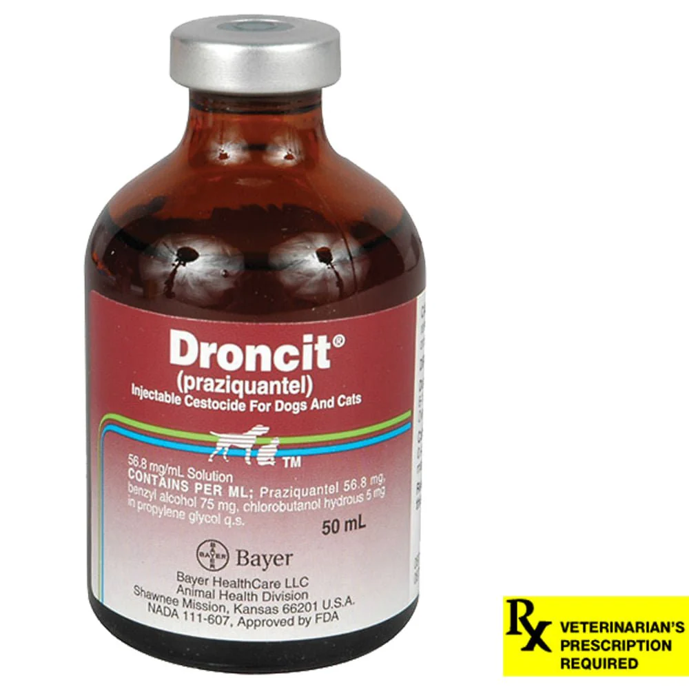 Rx Droncit (praziquantel) Injectable Cestocide for Dogs & Cats - Healthber