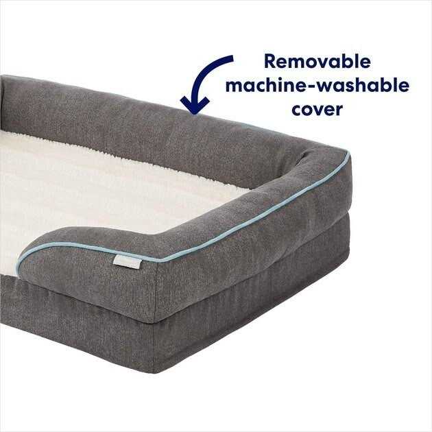 Frisco Plush Orthopedic Front Bolster Cat Dog Bed w/Removable COVER - Healthber