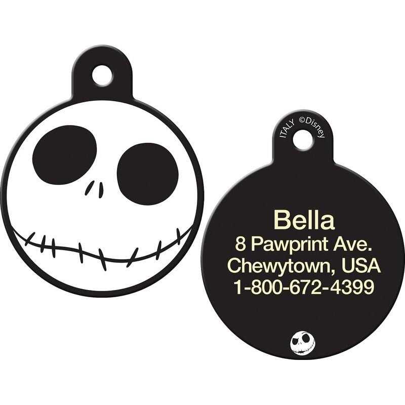 Quick-Tag Skellington Circle Personalized Engraved Pet ID Tag - Healthber