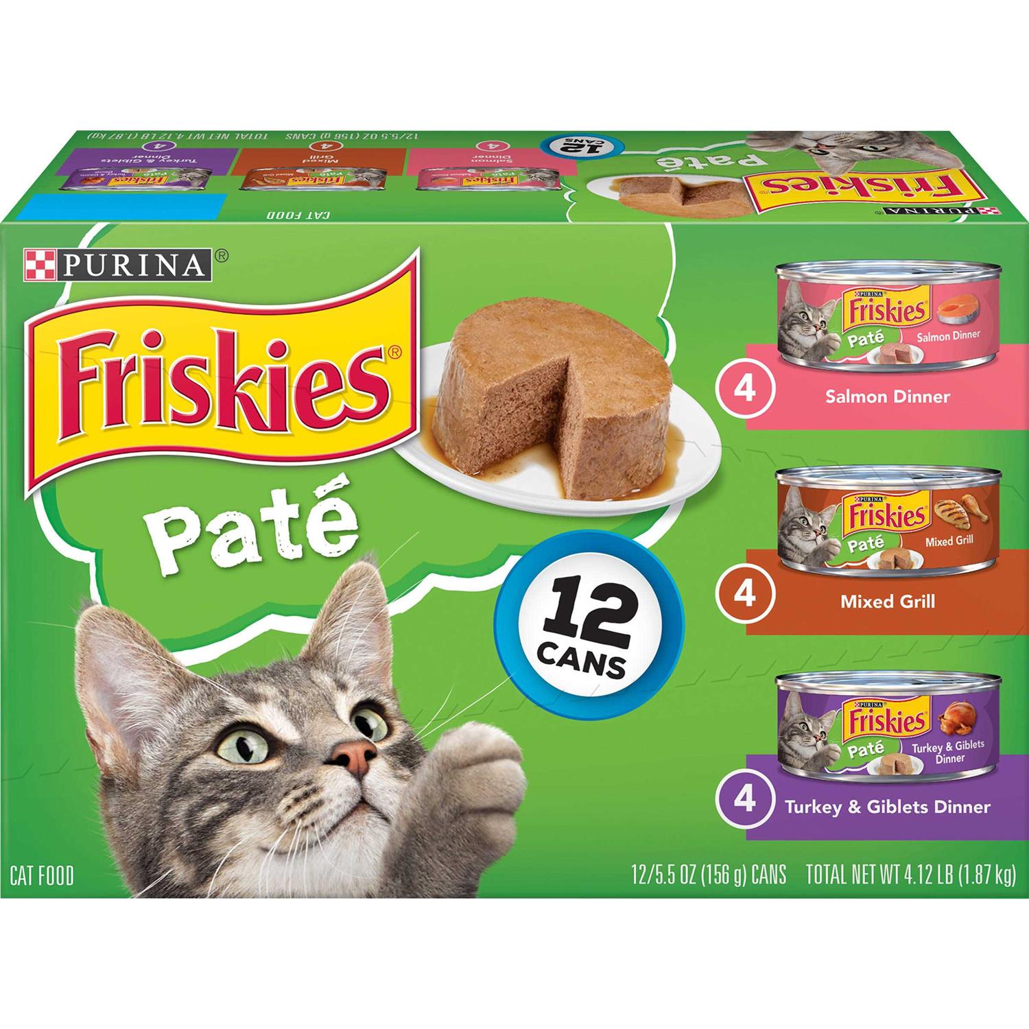 Purina Friskies Pate Salmon Turkey Mixed Grilled Wet Cat Food Variety Pack - Healthber
