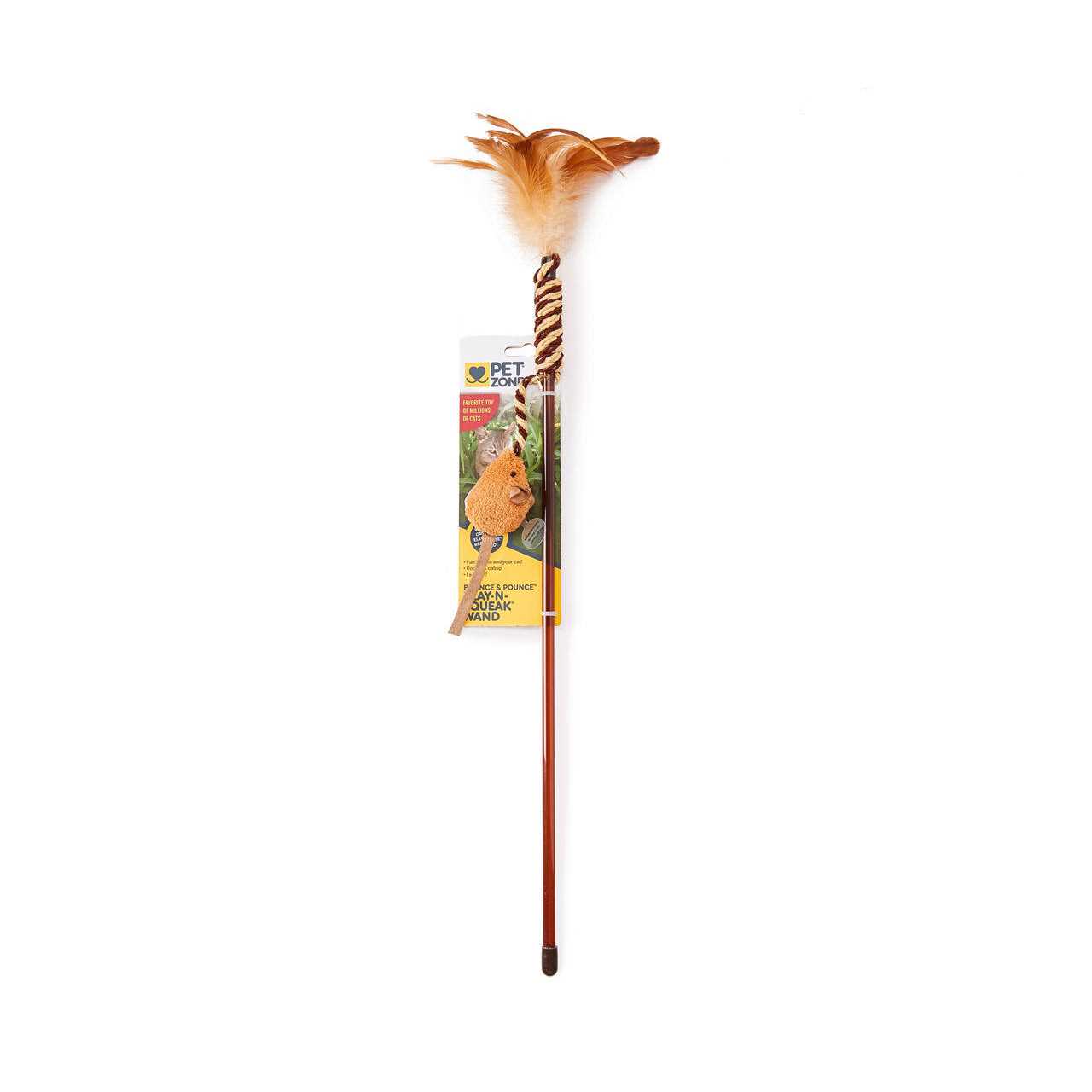 Pet Zone Bounce & Pounce Play N Squeak Wand - Healthber