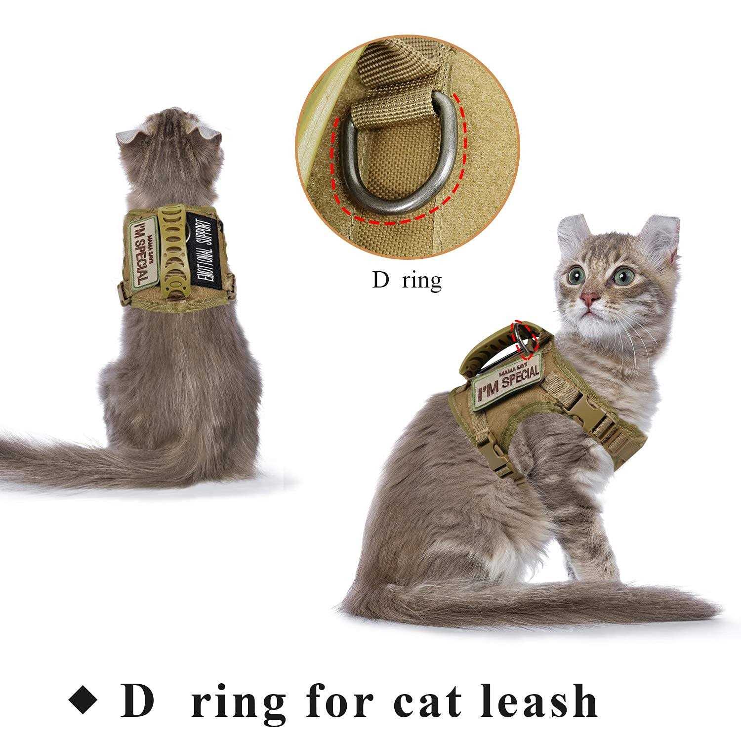 augopapa Tactical Cat Harness for Walking Escape Proof Soft Mesh Adjustable Pet Vest Harness - Healthber