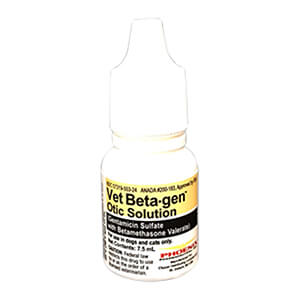 Rx Vet Beta-gen (gentamicin sulfate/bet) Otic Solution for Dogs & Cats, 7.5mL Bottle - Healthber