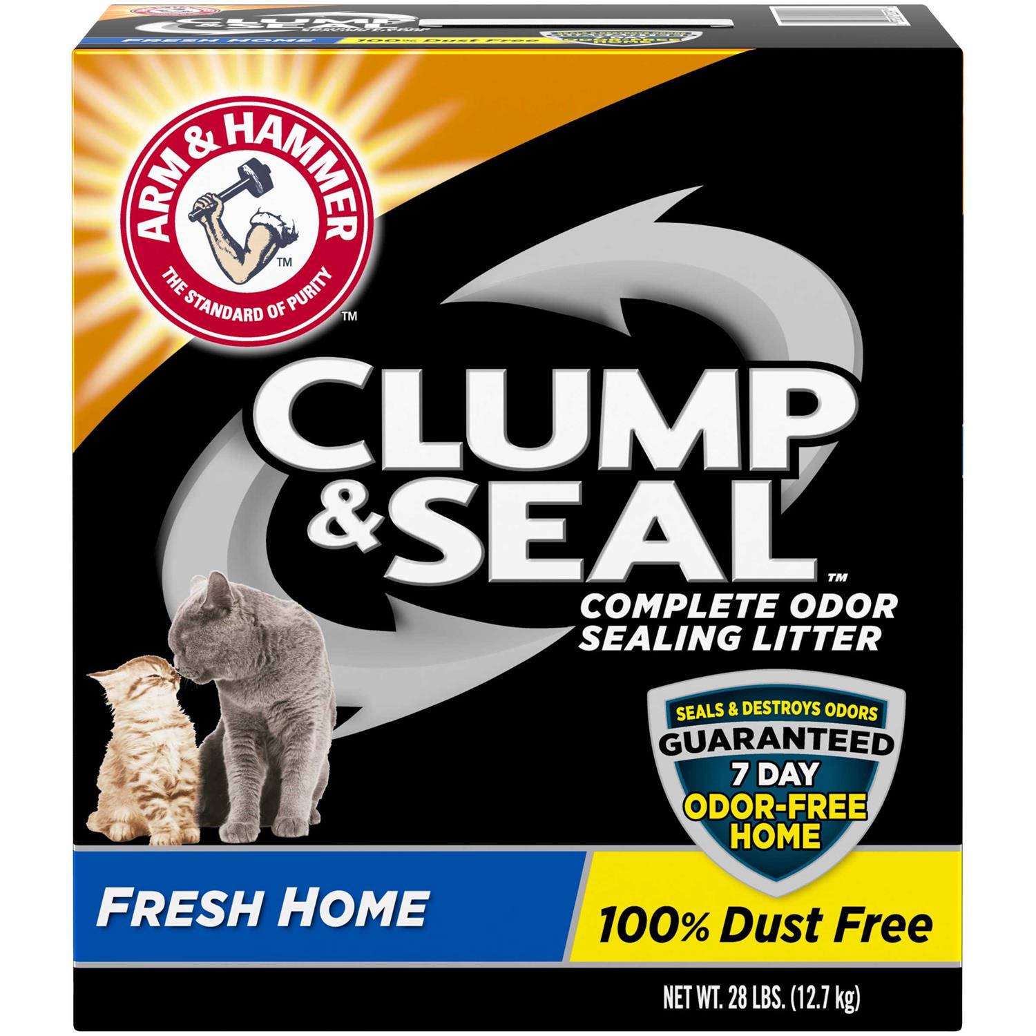 Arm & Hammer Litter Clump & Seal Complete Odor Sealing Clumping Cat Litter, Fresh Home with Ultra Odor Blasters with 10 Days of Odor Control, 28-lb - Healthber