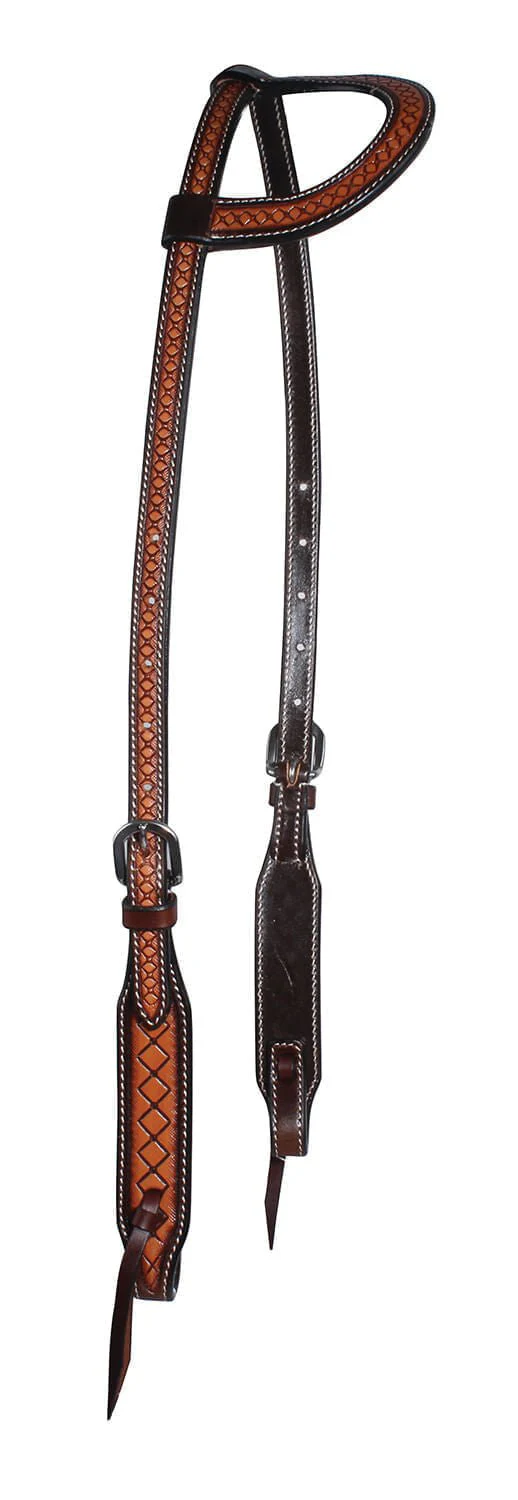 Professional's Choice Crosshatch One Ear Headstall, Brown - Healthber