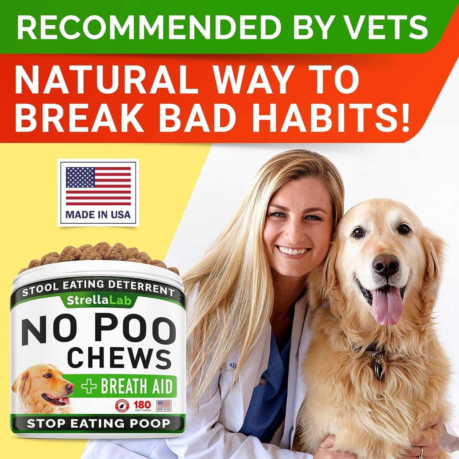 StrellaLab No Poo Coprophagia Stool Eating Deterrent Chew Supplement for Dogs - Healthber