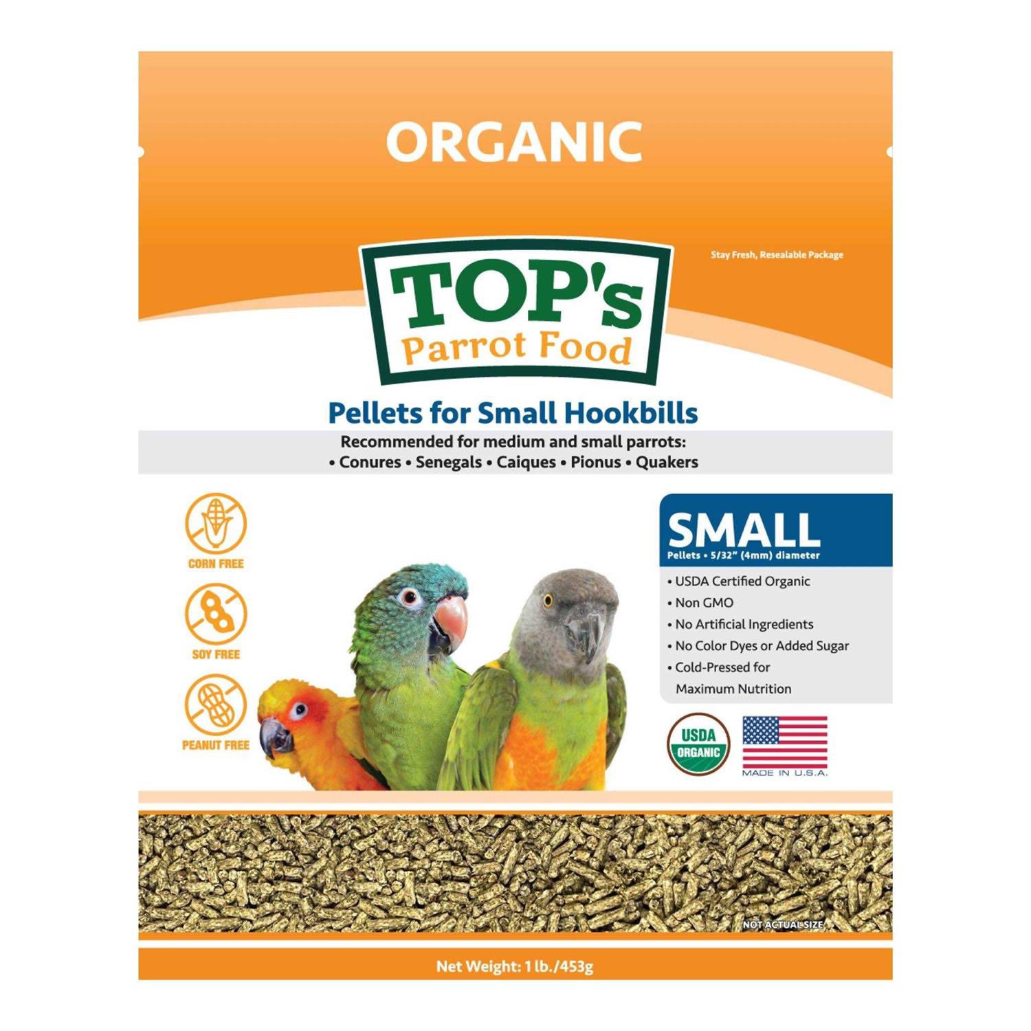 TOP’s Parrot Food Organic Small Pellets - Healthber