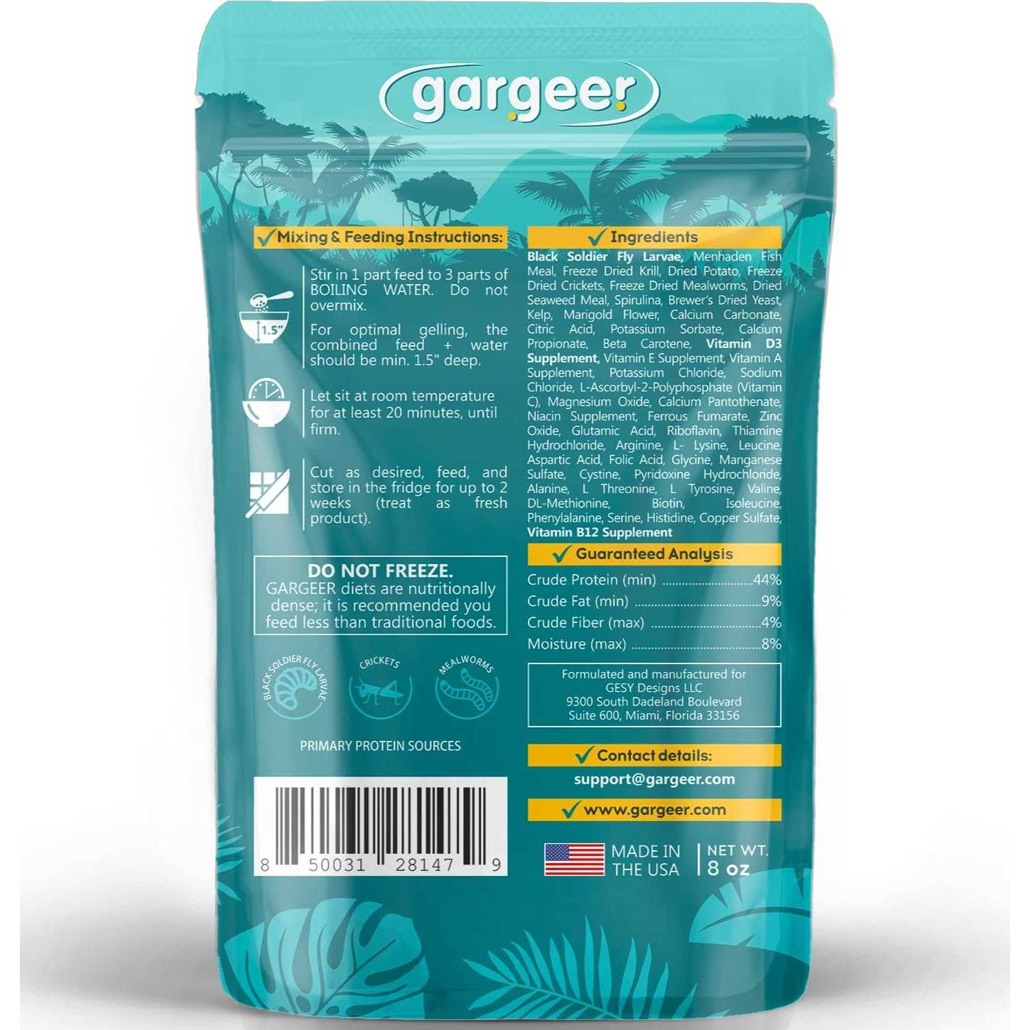 Gargeer Leopard Gecko Food Complete Gel Diet for Both Juveniles and Adults. Proudly Made in The USA - Healthber