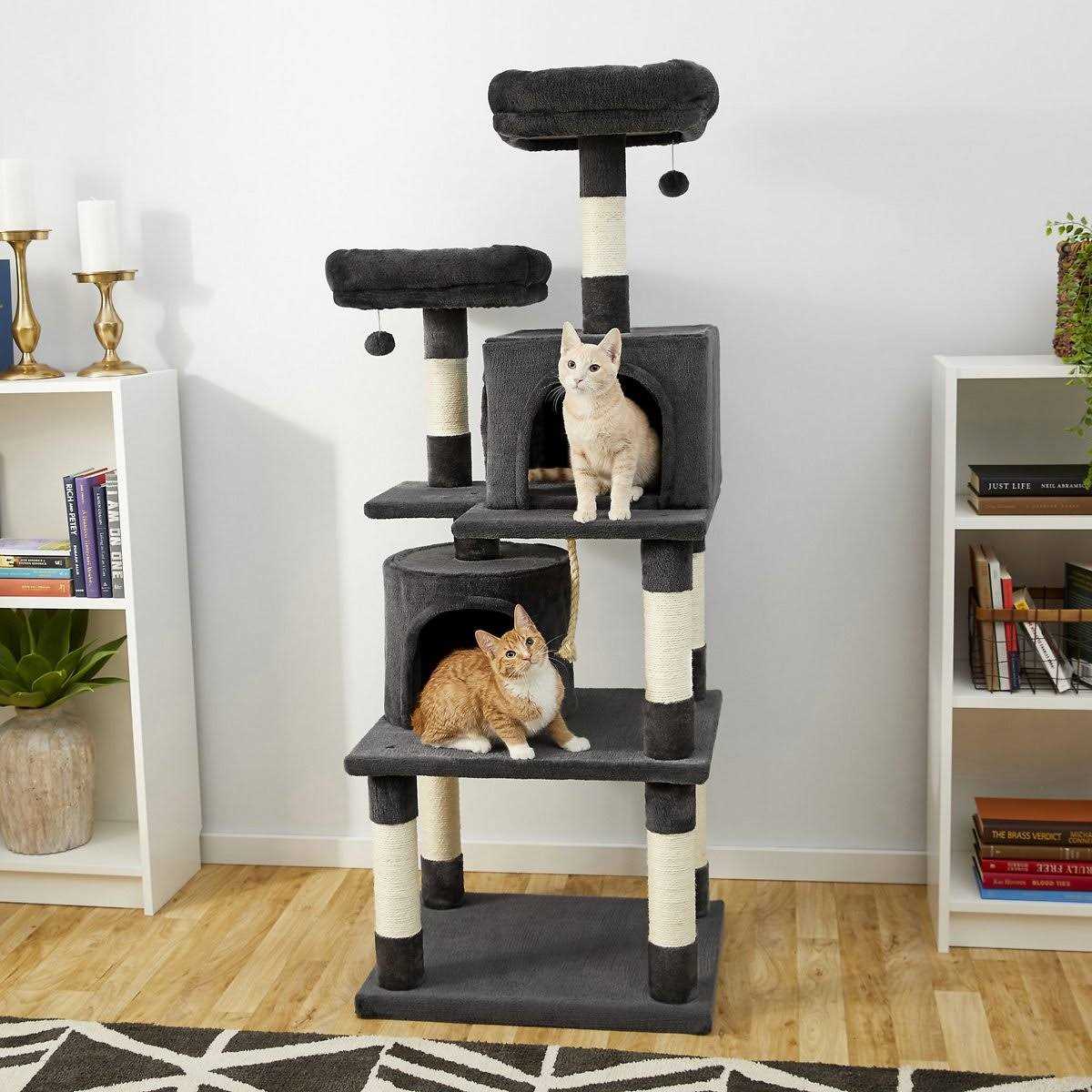 Frisco 61-in Faux Fur Cat Tree Condo - Healthber