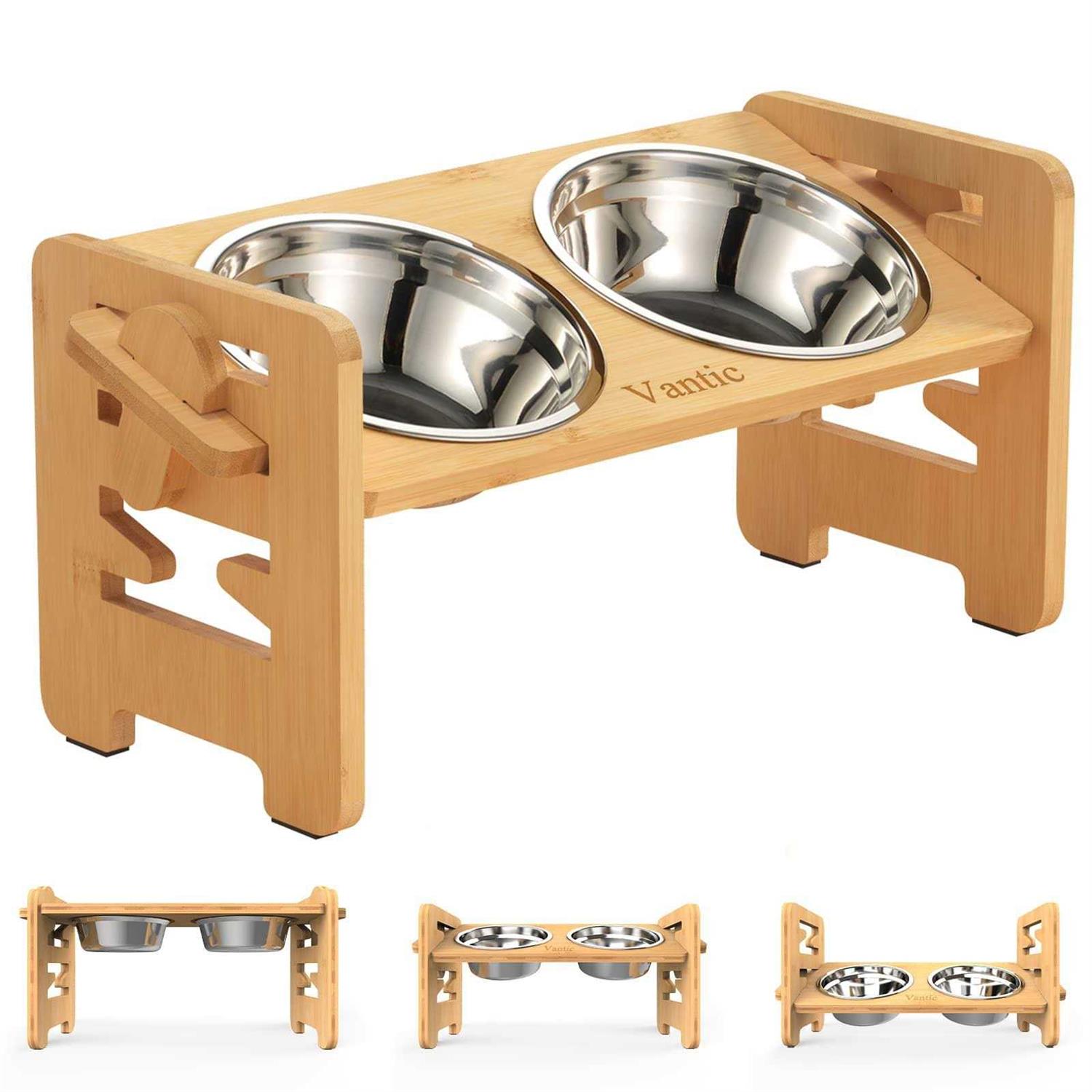 Vantic Elevated Dog Bowls-Adjustable Raised Dog Bowls with Stand for Small Size Dogs and Cats,Durable - Healthber
