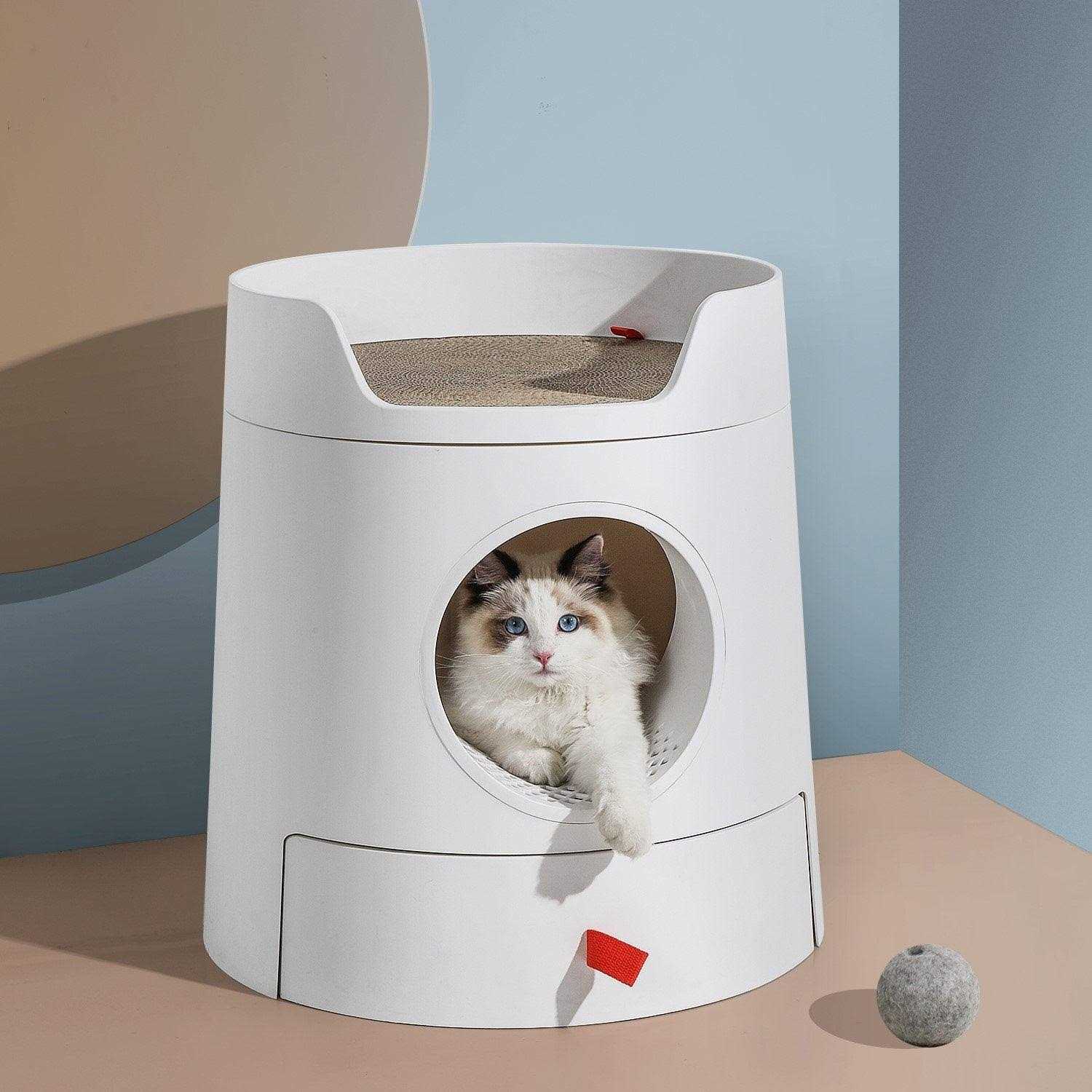 Michupet XL Castle 2-in-1 Cat Litter Box with Scratch Basin - Healthber