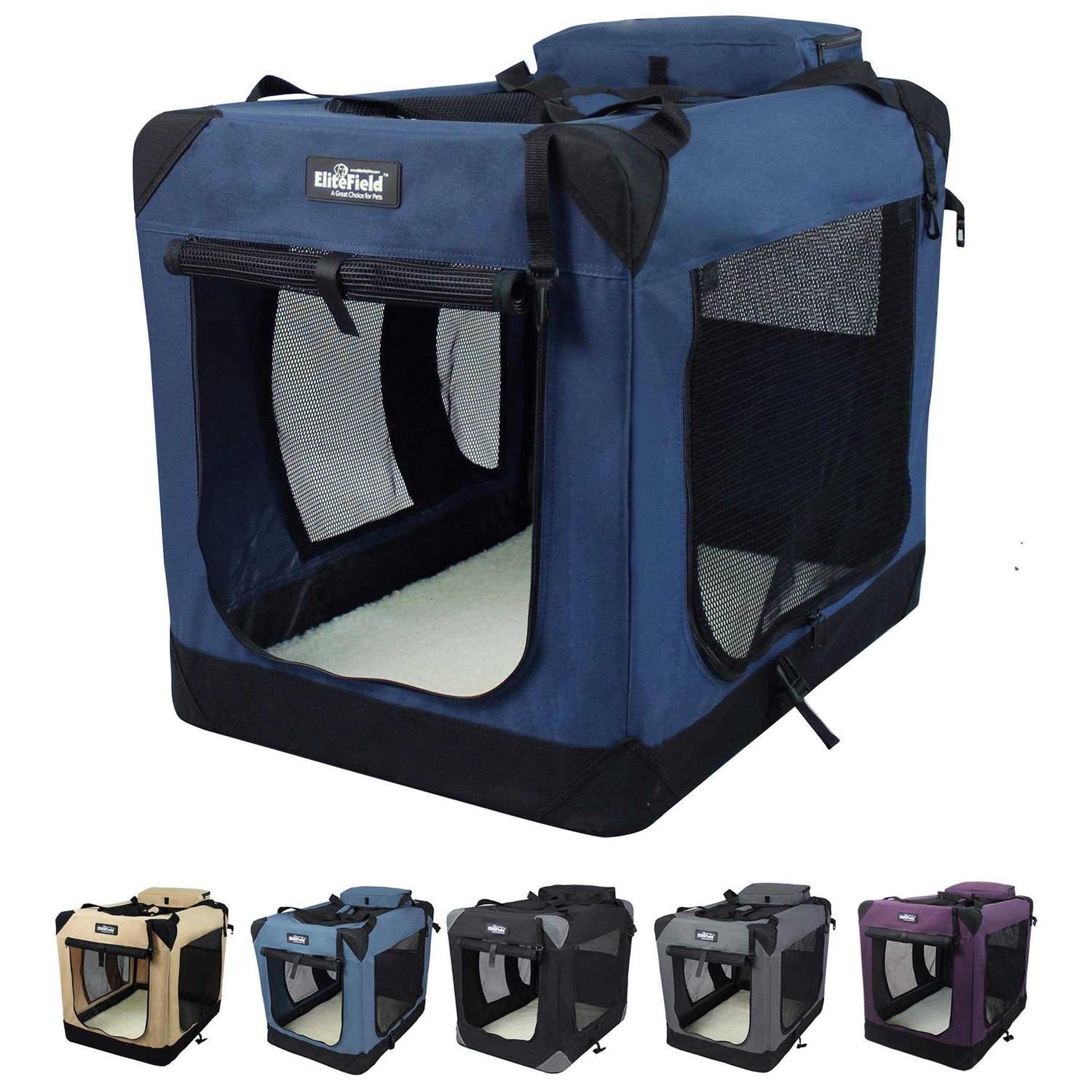 EliteField 3-Door Folding Soft Dog Crate - Healthber