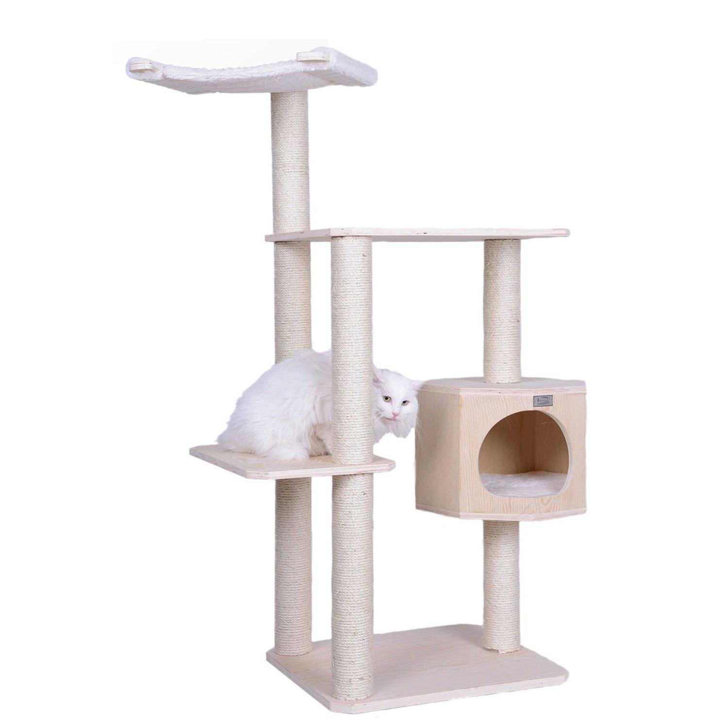 Armarkat Real Wood Premium Scots Pine 54-Inch Cat Tree with Three Levels - Healthber