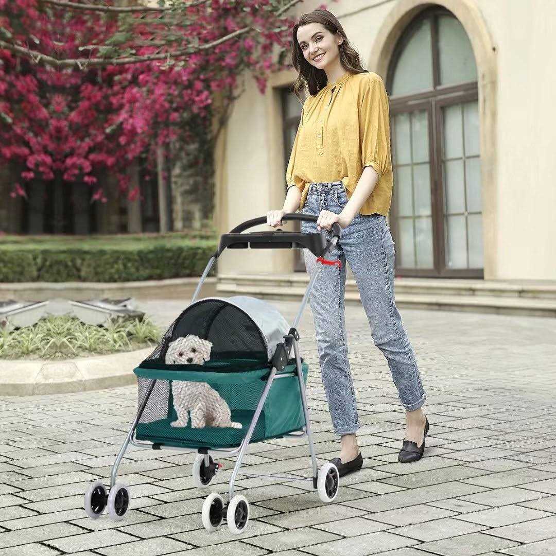 Dkeli Dog Stroller Folding Cat Stroller Pet Strollers for Small Dogs & Cats with Cup Holder - Healthber