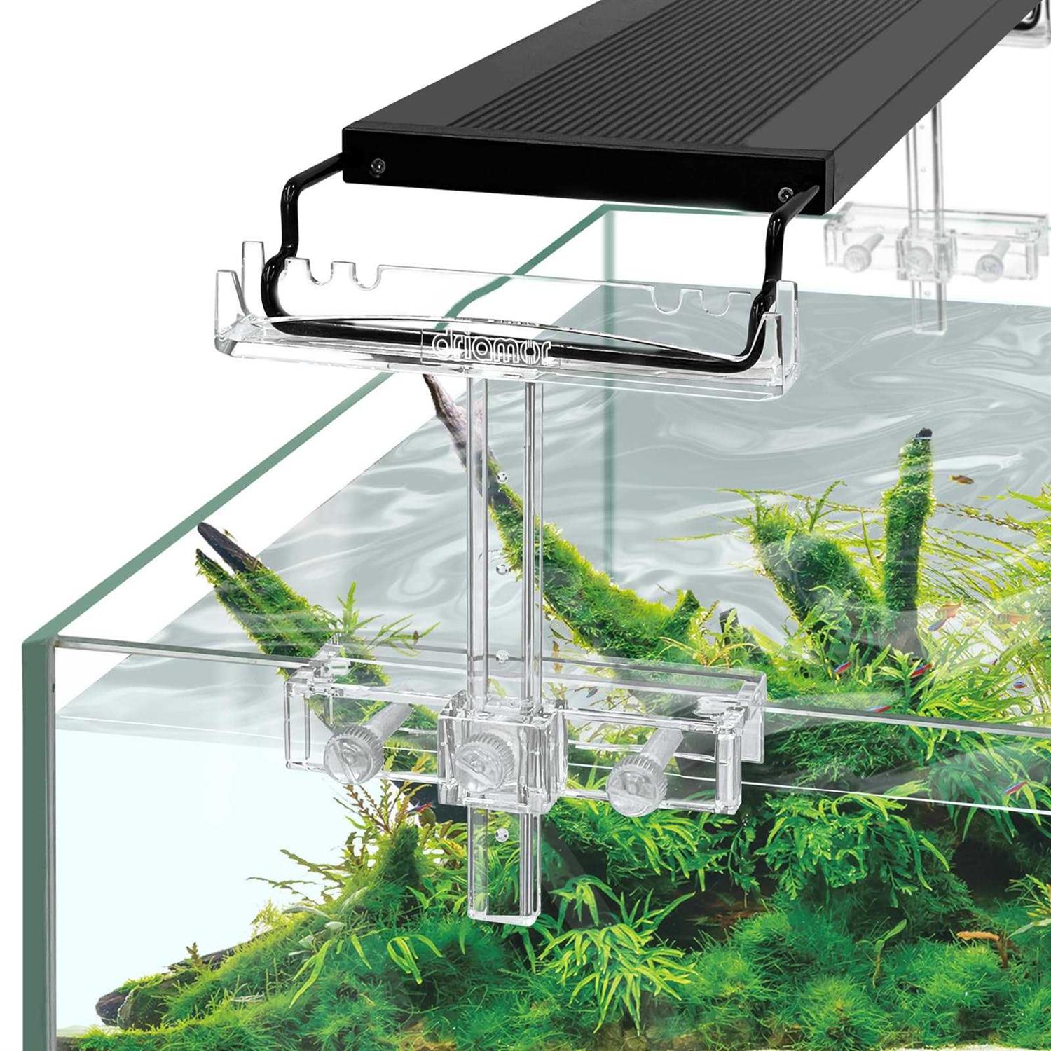 driamor Aquarium Light Riser Adjustable Clear Acrylic Fish Tank LED Light Stand Aquarium Lamp Holder Bracket Kit 2pcs Transparent Support for Width 2.5-4.4 - Healthber