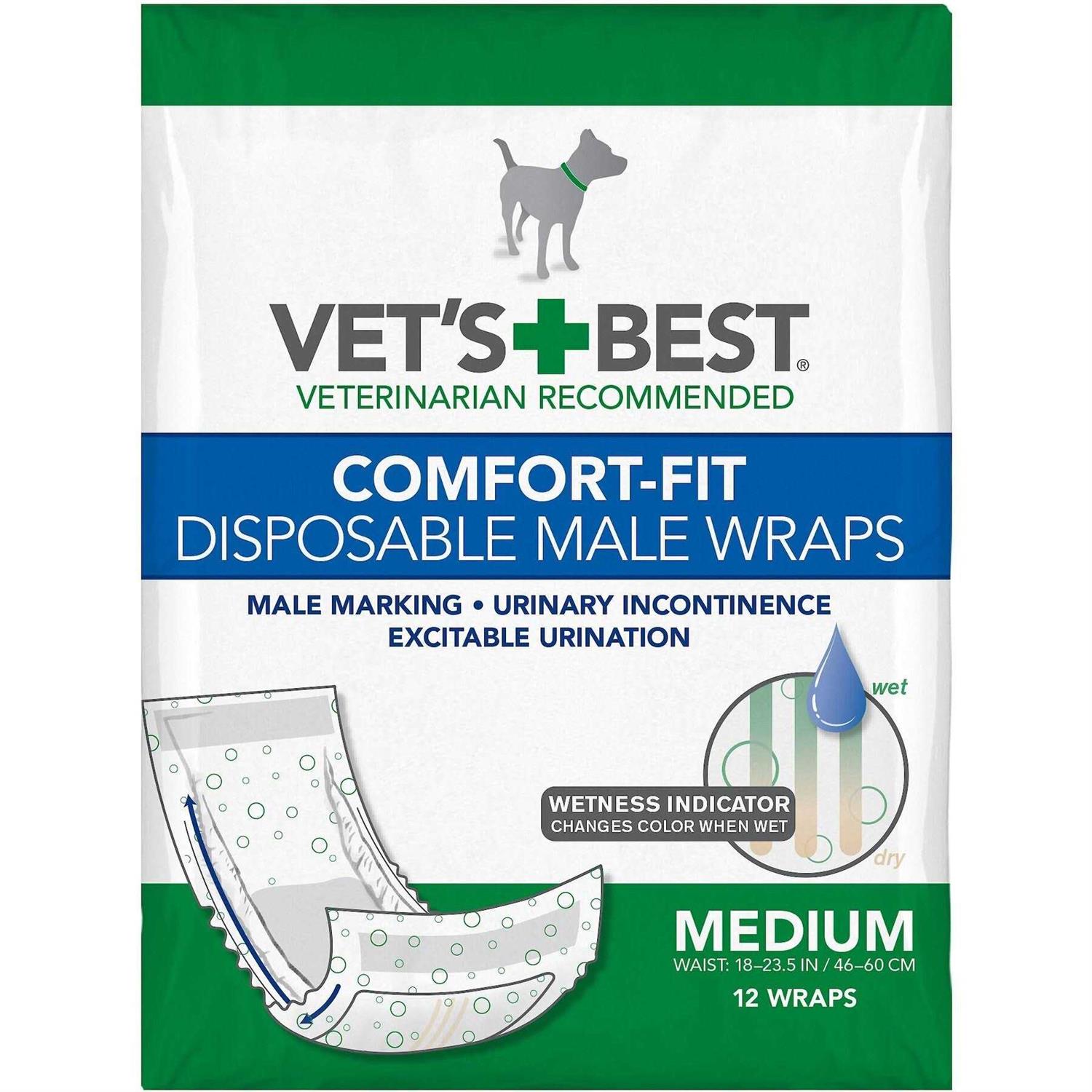 Vet’s Best Comfort-Fit Disposable Male Dog Wraps - Healthber