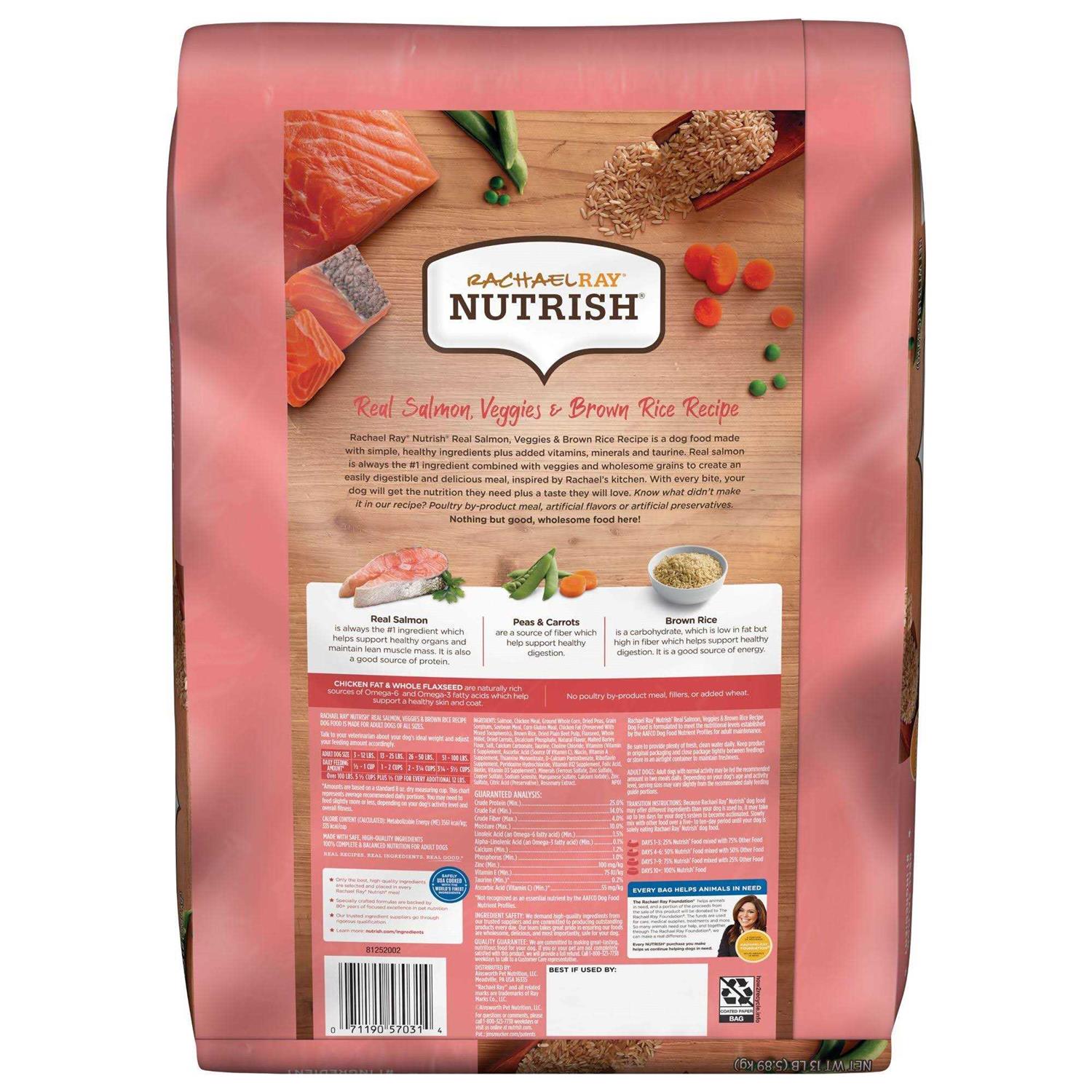Rachael Ray Nutrish Salmon Veggies & Brown Recipe Dry Dog Food - Healthber