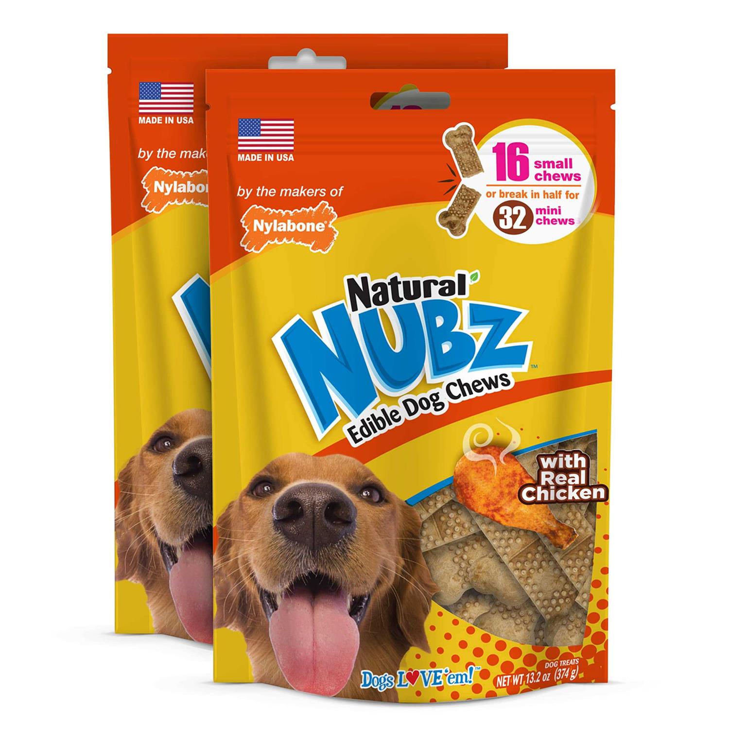 Nylabone Nubz Chicken Dog Treats, Small, 32 count - Healthber