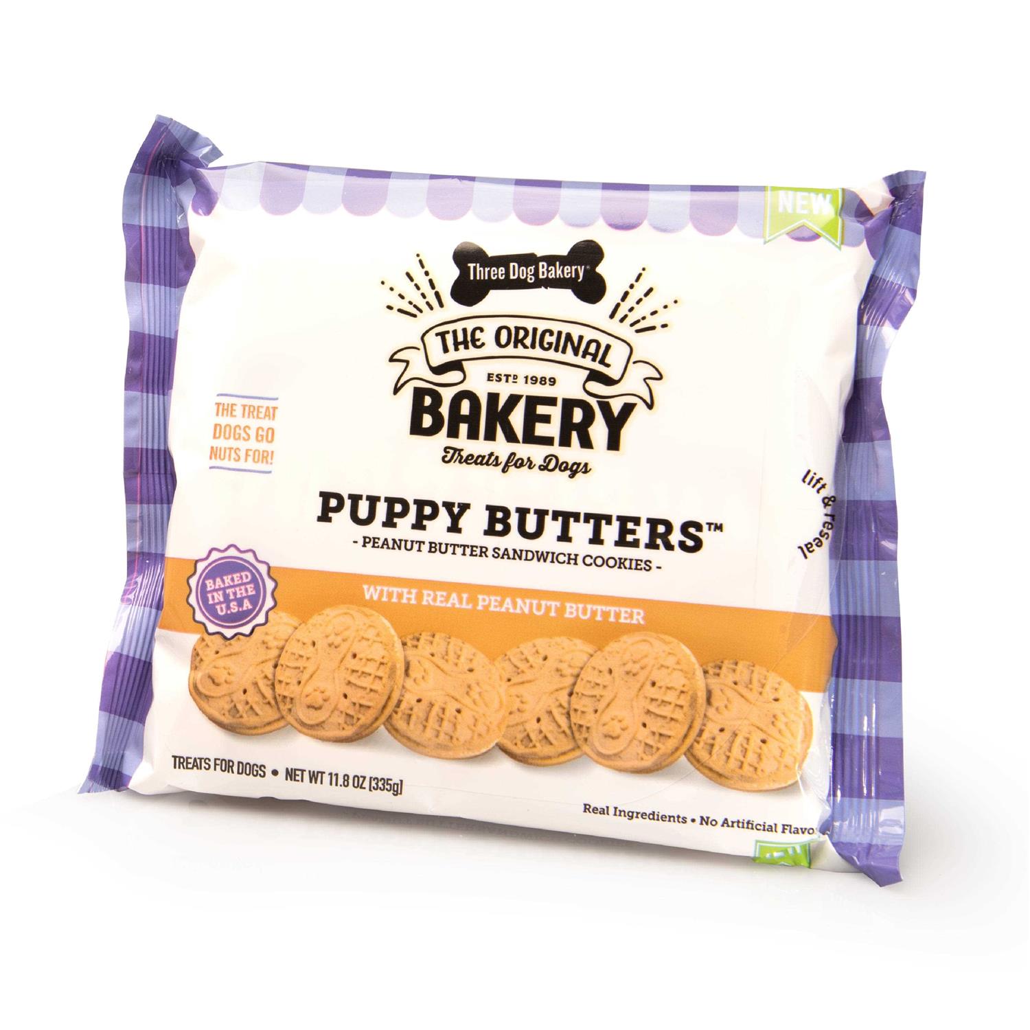Three Dog Bakery Puppy Butters Peanut Butter Cookies Dogs Treats - Healthber