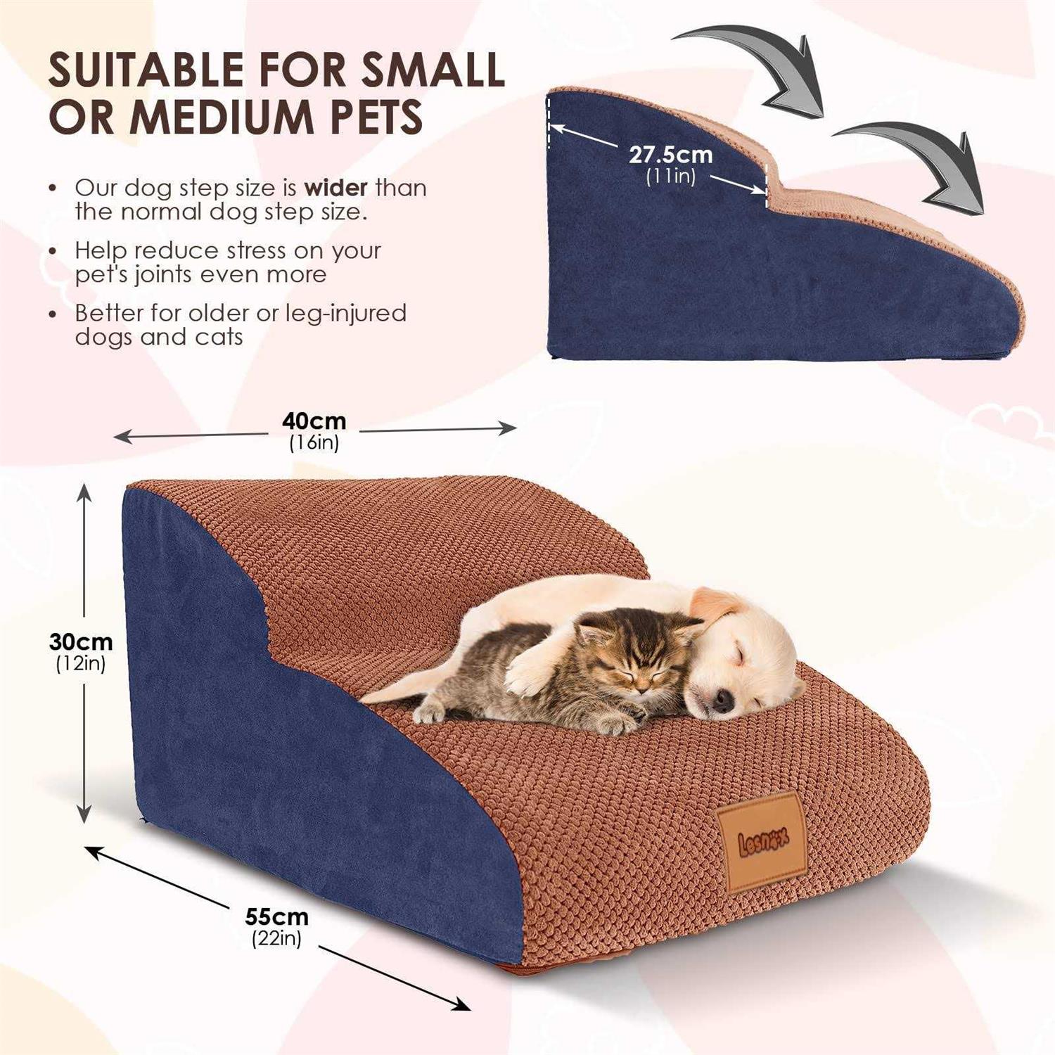 petpetssmart Extended Dog Stairs 2-Step 30D Foam Pet Stairs/Steps with Waterproof Cover - Healthber