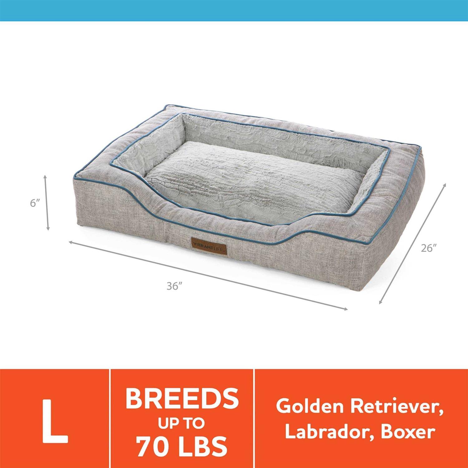 Vibrant Life Bolstered Bliss Mattress Edition Dog Bed - Healthber