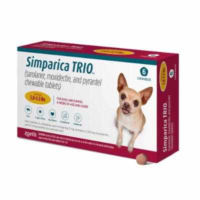 Simparica Trio 2.8-5.5 lbs. Dogs, 6 Month Supply - Healthber