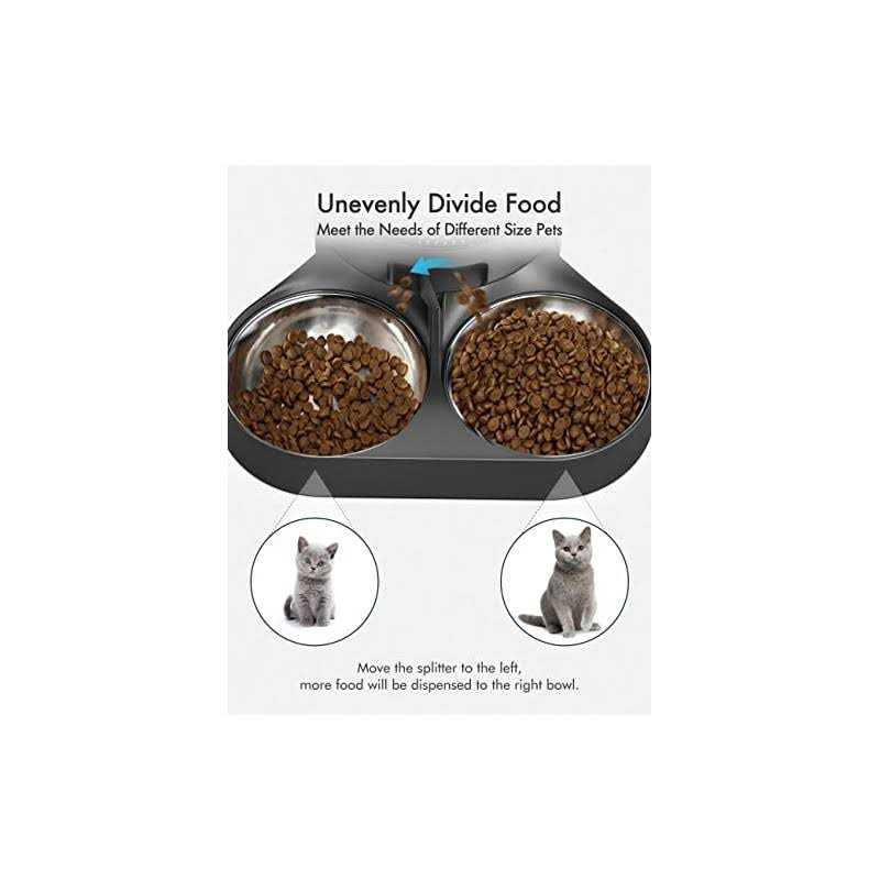 PETLIBRO Pet Food Splitter with Stainless Steel Bowls, Automatic Cat Feeder Bowls for Two Cats or Dogs - Healthber