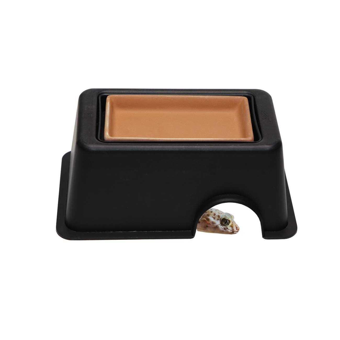 Hypeety Reptile Hide Box Humidifier Caves Water Supply Hideout with Sink Basin for Lizards Turtles Amphibians Small Snake - Healthber