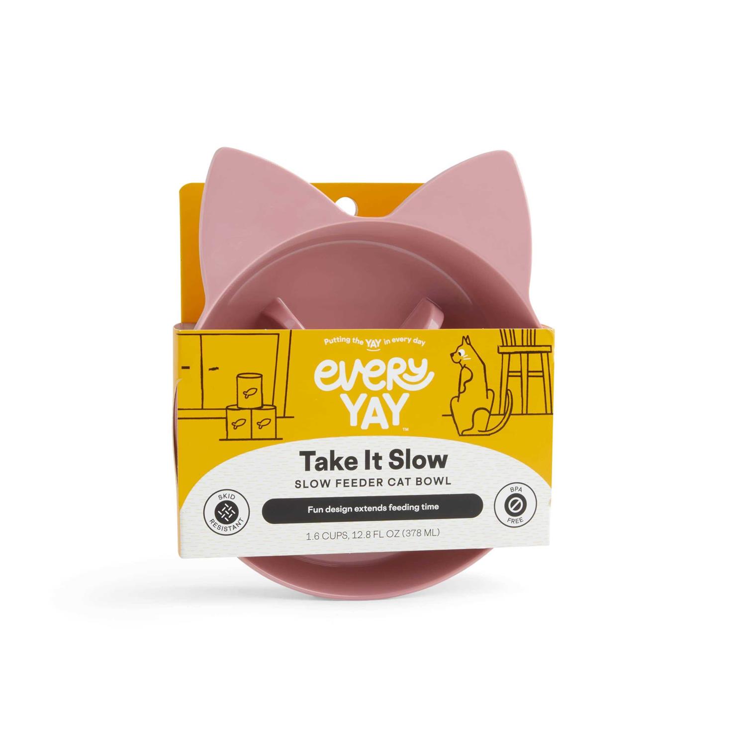 EveryYay Take It Slow Mauve Slow Feeder Cat Bowl - Healthber