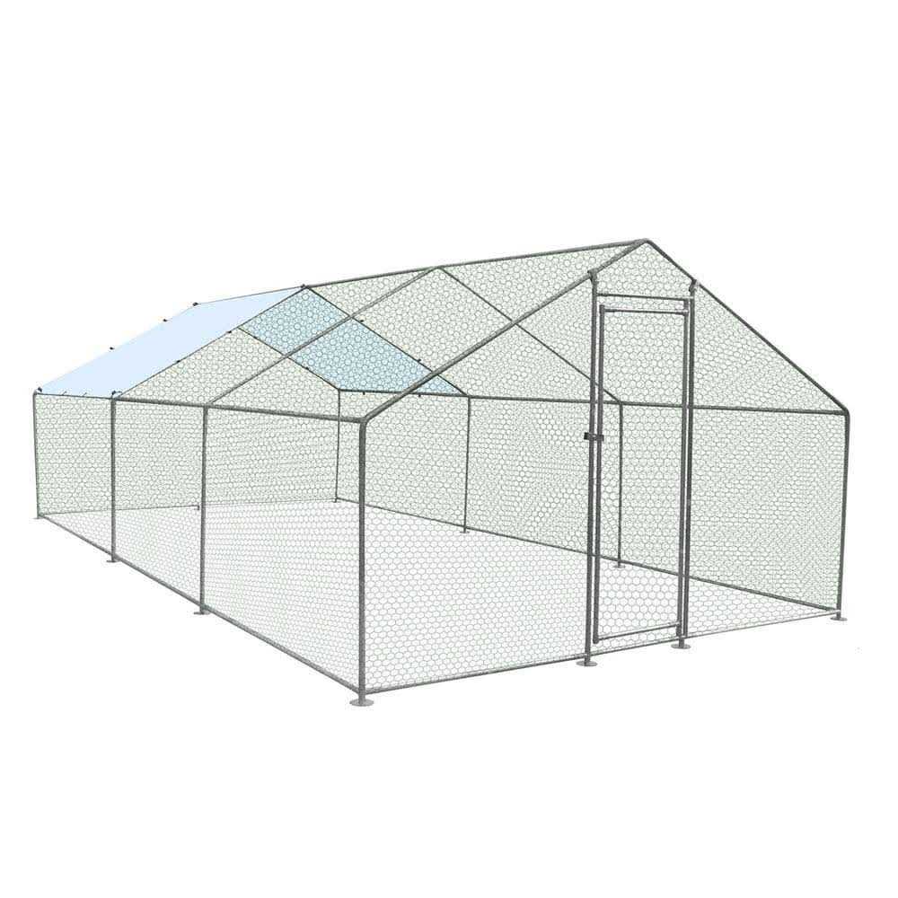 120 in. x 240 in. x 74.4 in. H Metal Chicken Coop Large Waterproof Chicken Poultry Cage - Healthber