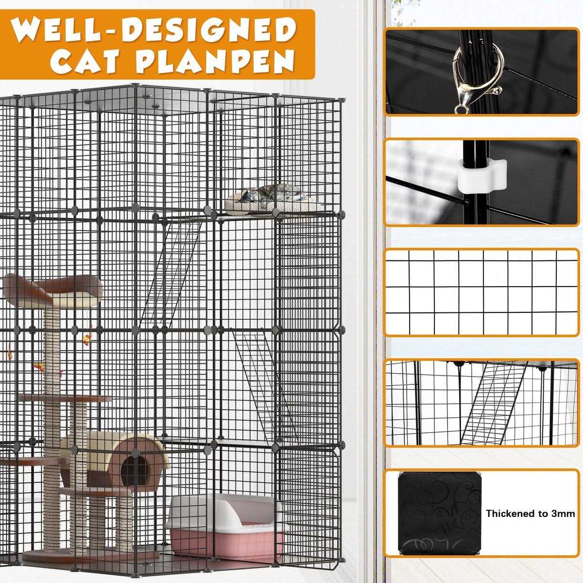 Coziwow DIY 4-Door Large Cat Cage Playpen - Healthber