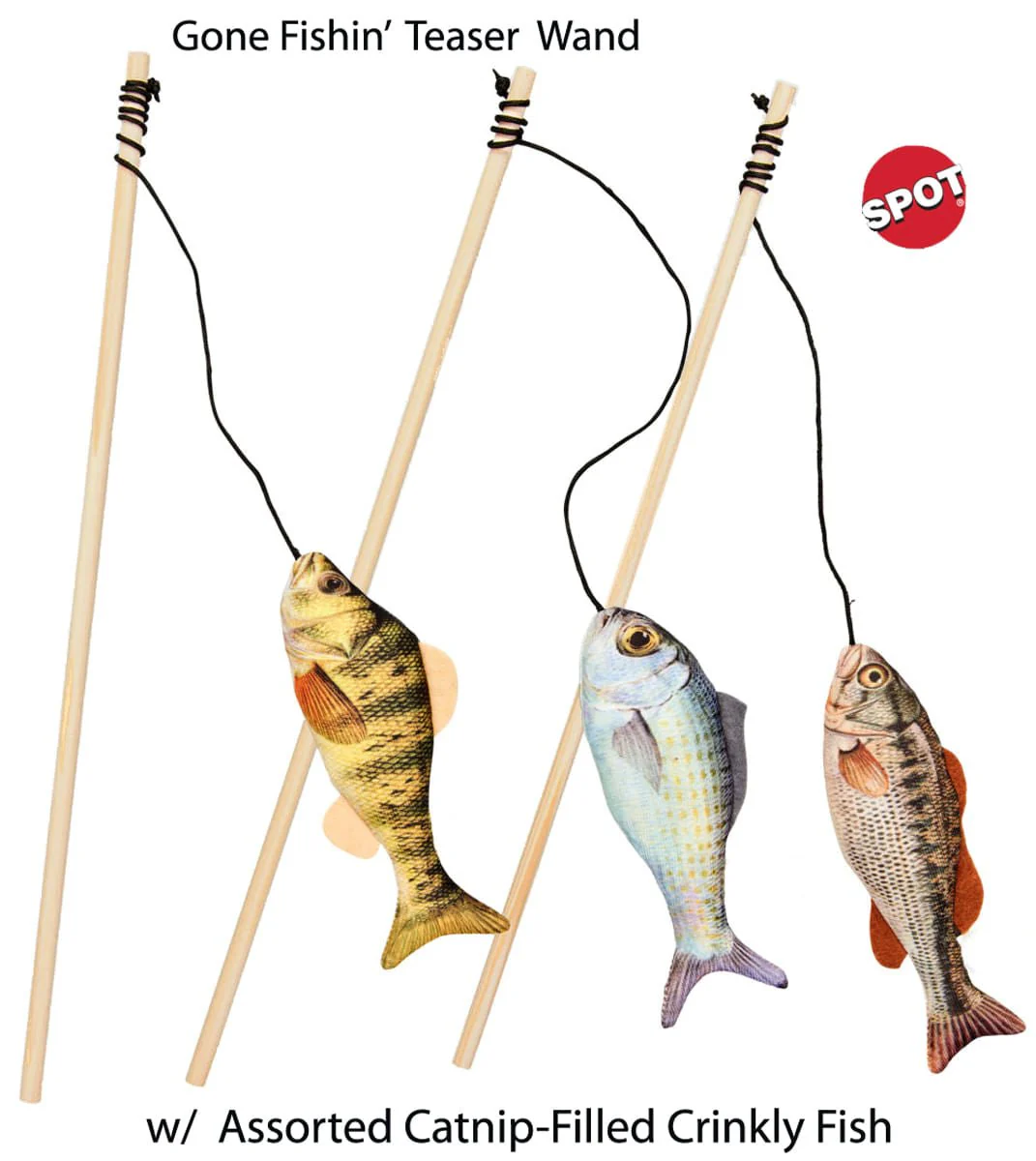 Gone Fishin' Cat Teaser Wand Cat Toy, Assorted - Healthber