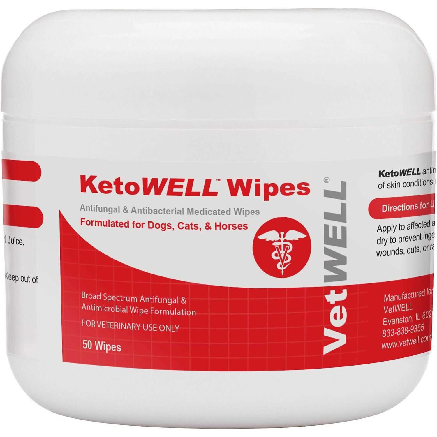 VetWELL Ketowell Topical Wipes with Ketoconazole for Dogs & Cats Medicated Pet Wipes - Healthber