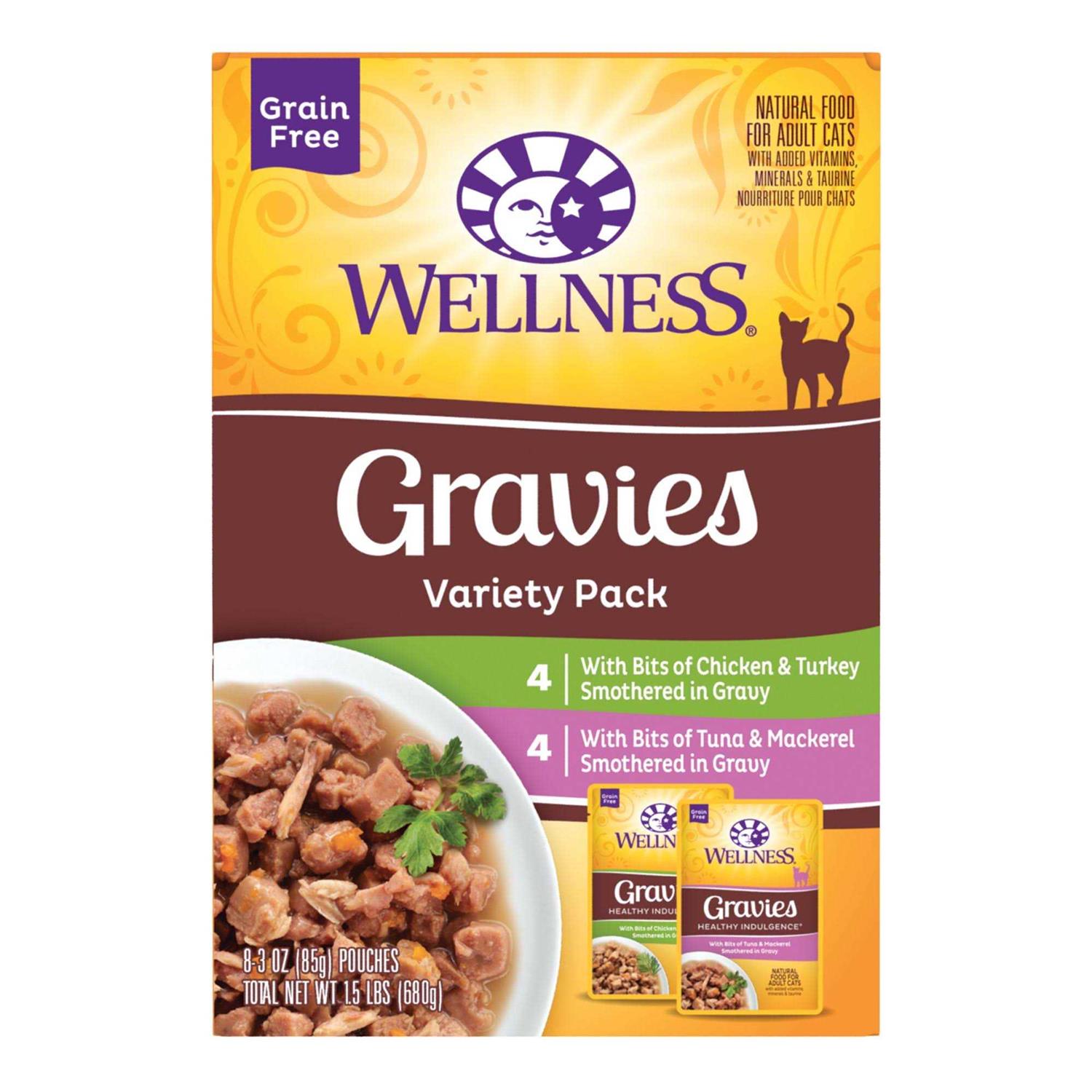 Wellness Healthy Indulgence Grain-Free Gravies Variety Pack Wet Cat Food Pouch - Healthber