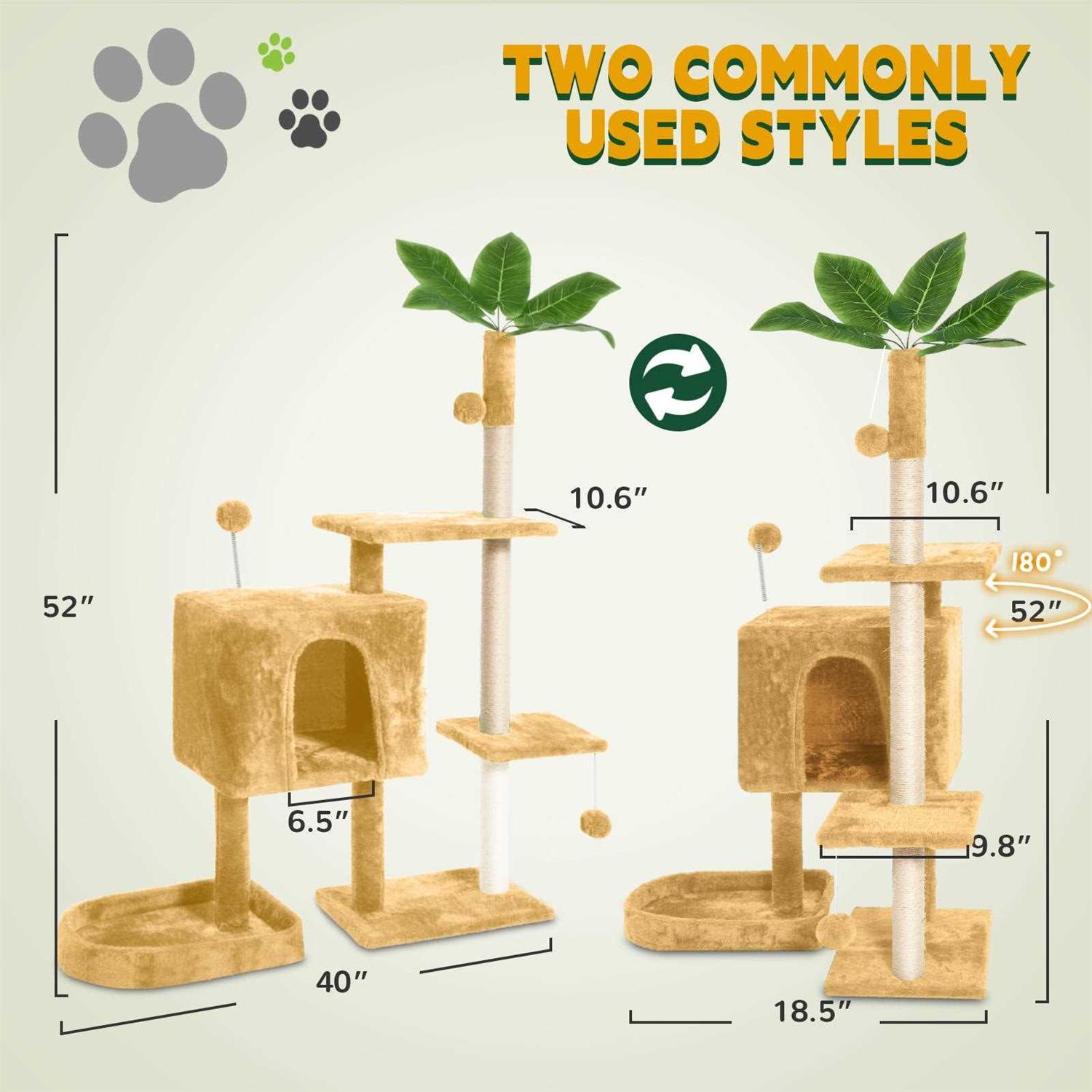 Mudie Cat Tree,52in Cat Tower for Indoor Cats Cat Tree with Scratching Posts Plush Perch Stand - Healthber