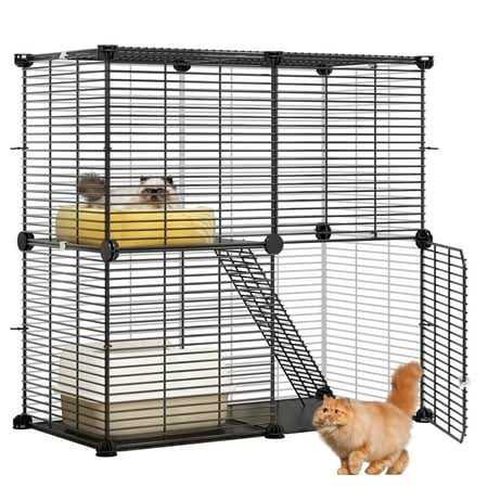 Dextrus 2-Tier Indoor Cat Cage Pet Playpen for Ferrets - Healthber