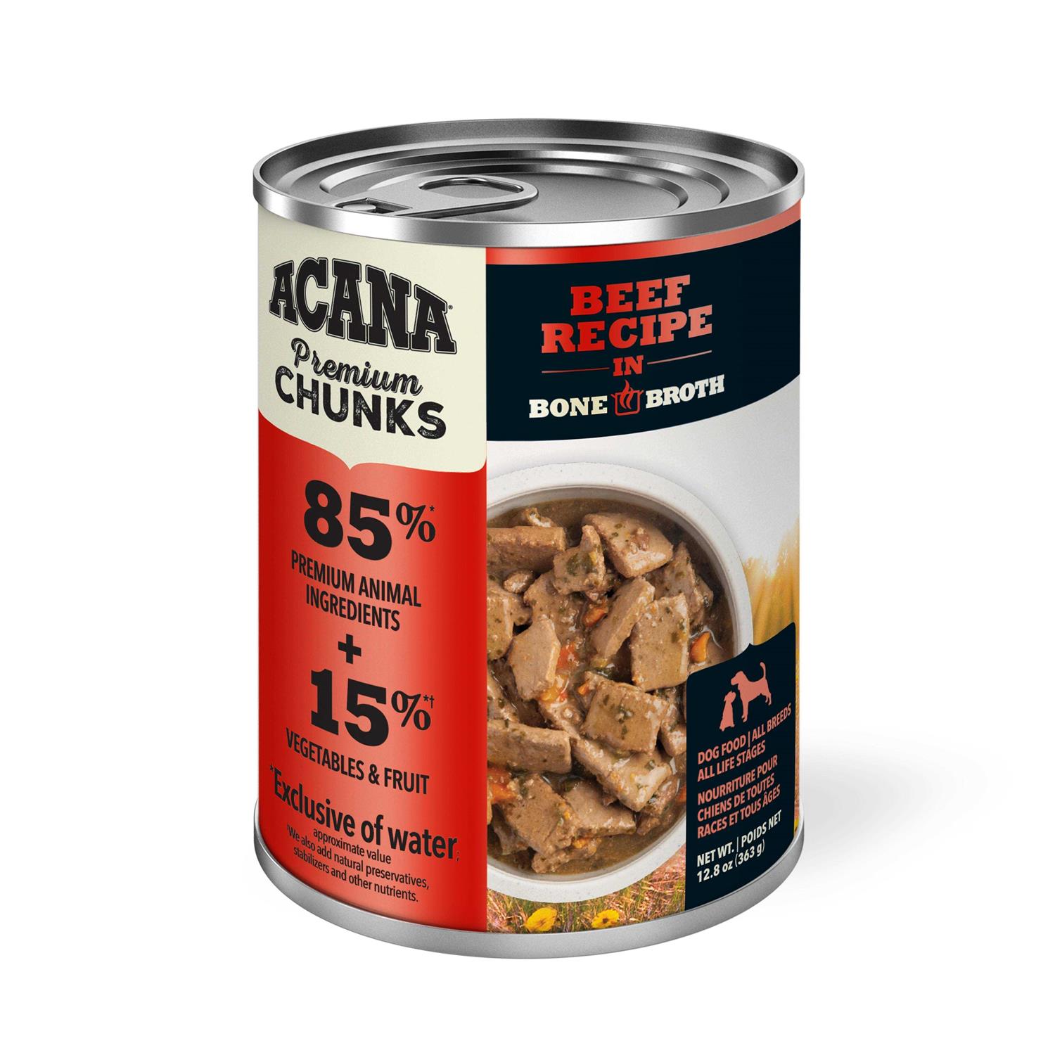 Acana Premium Chunks Dog Food Beef Recipe in Bone Broth - Healthber