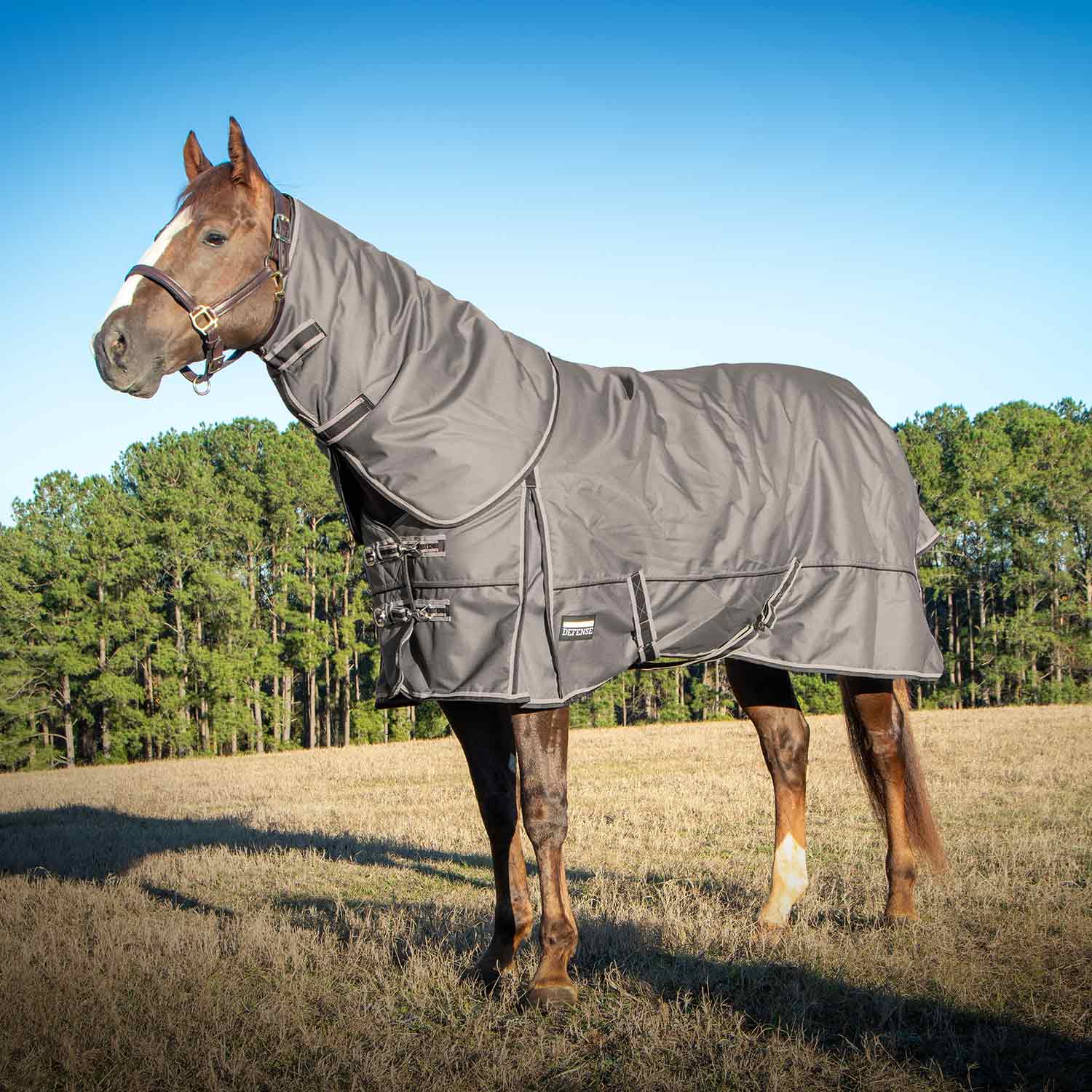 Poplar Head Defense 1680 Denier Turnout Blanket with Detachable Neck, 240 Gram, Plymouth Brown - Healthber