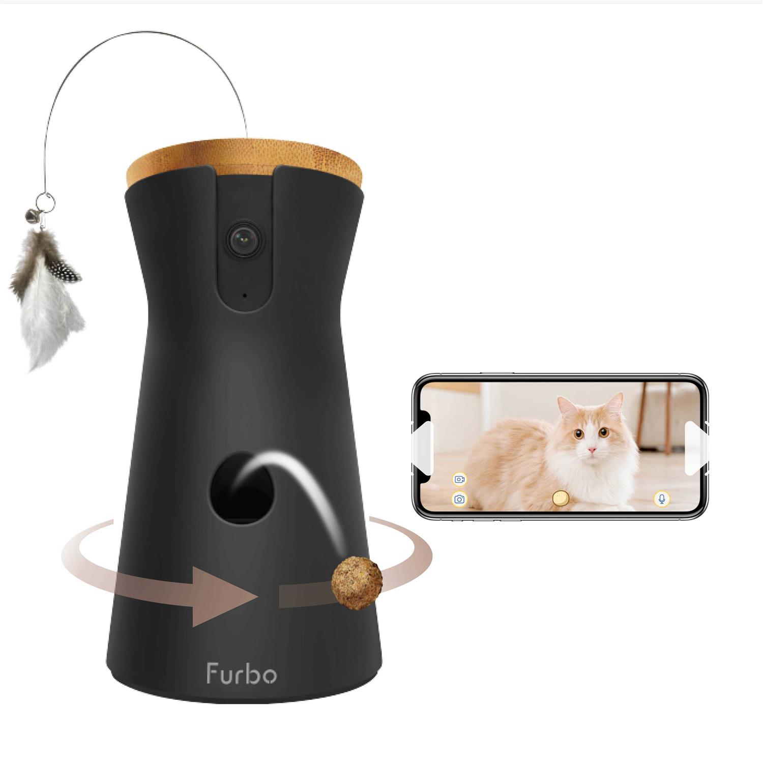 Furbo 360 Cat Camera Rotating 360 View Wide-Angle Cat Treat Dispenser with Camera - Healthber
