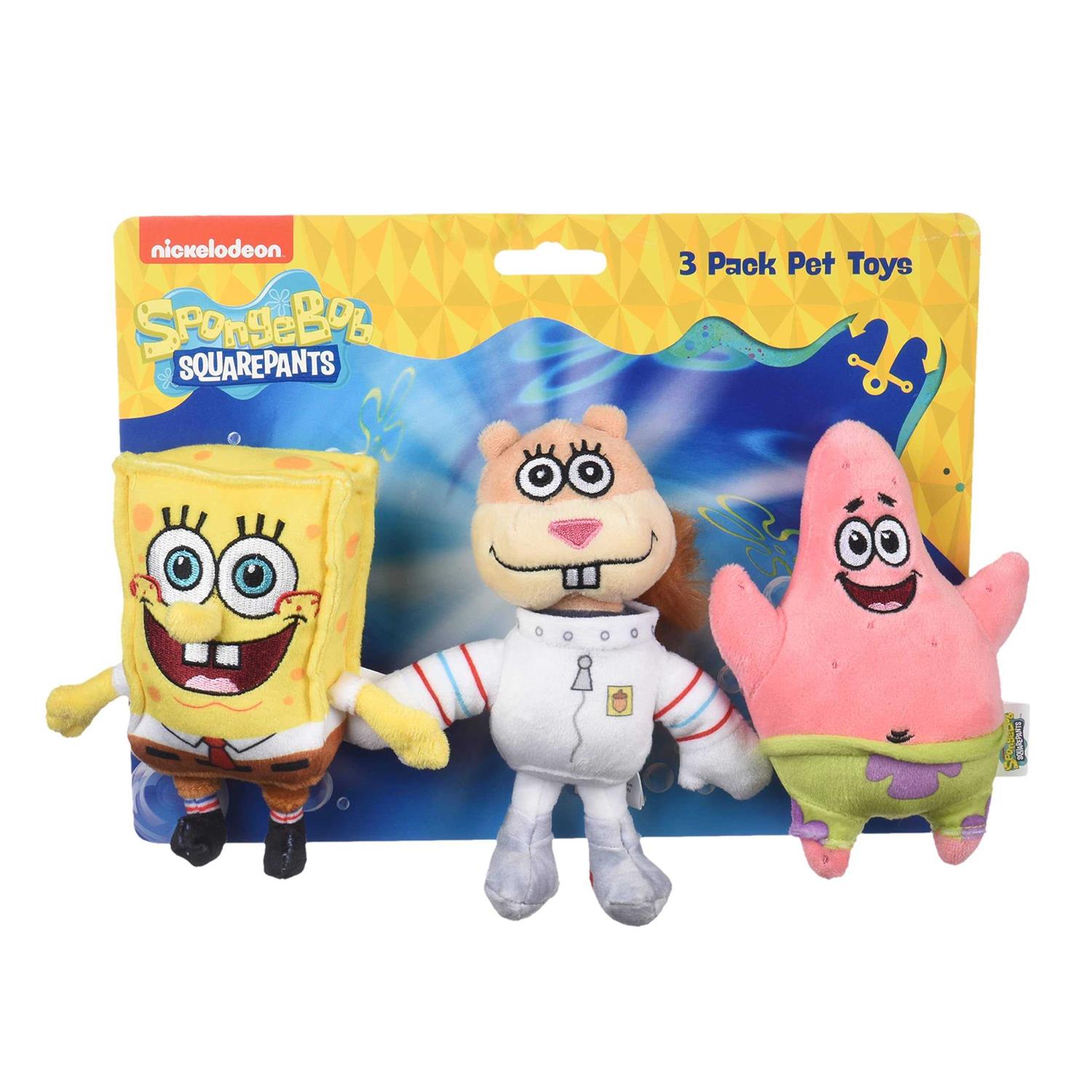Nickelodeon Spongebob SquarePants for Pets Spongebob, Patrick, and Sandy Figure Plush Dog Toy - Healthber