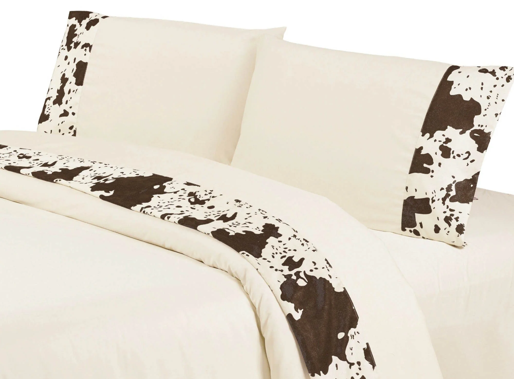 Cowhide 4 Piece Sheet Set, 100% Cotton 350 Thread Count - Healthber