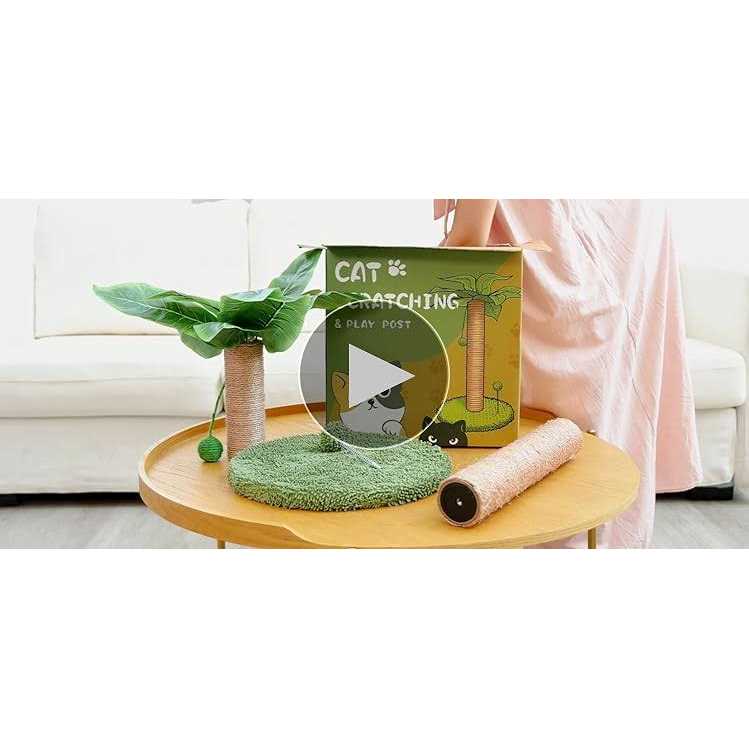 Dohump Cat Scratching Post, 26 Kitten Scratching Post with Premium Sisal Rope, Cute Cat Tree with Dangling and Spring Ball Toys for Indoor Small - Healthber